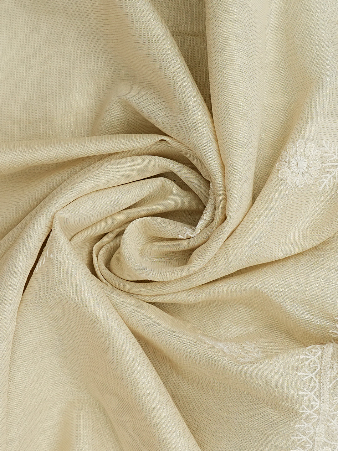 Ada Hand Embroidered Fawn Tissue Lucknowi Chikankari Unstitched Kurta Dupatta Set 01A995932