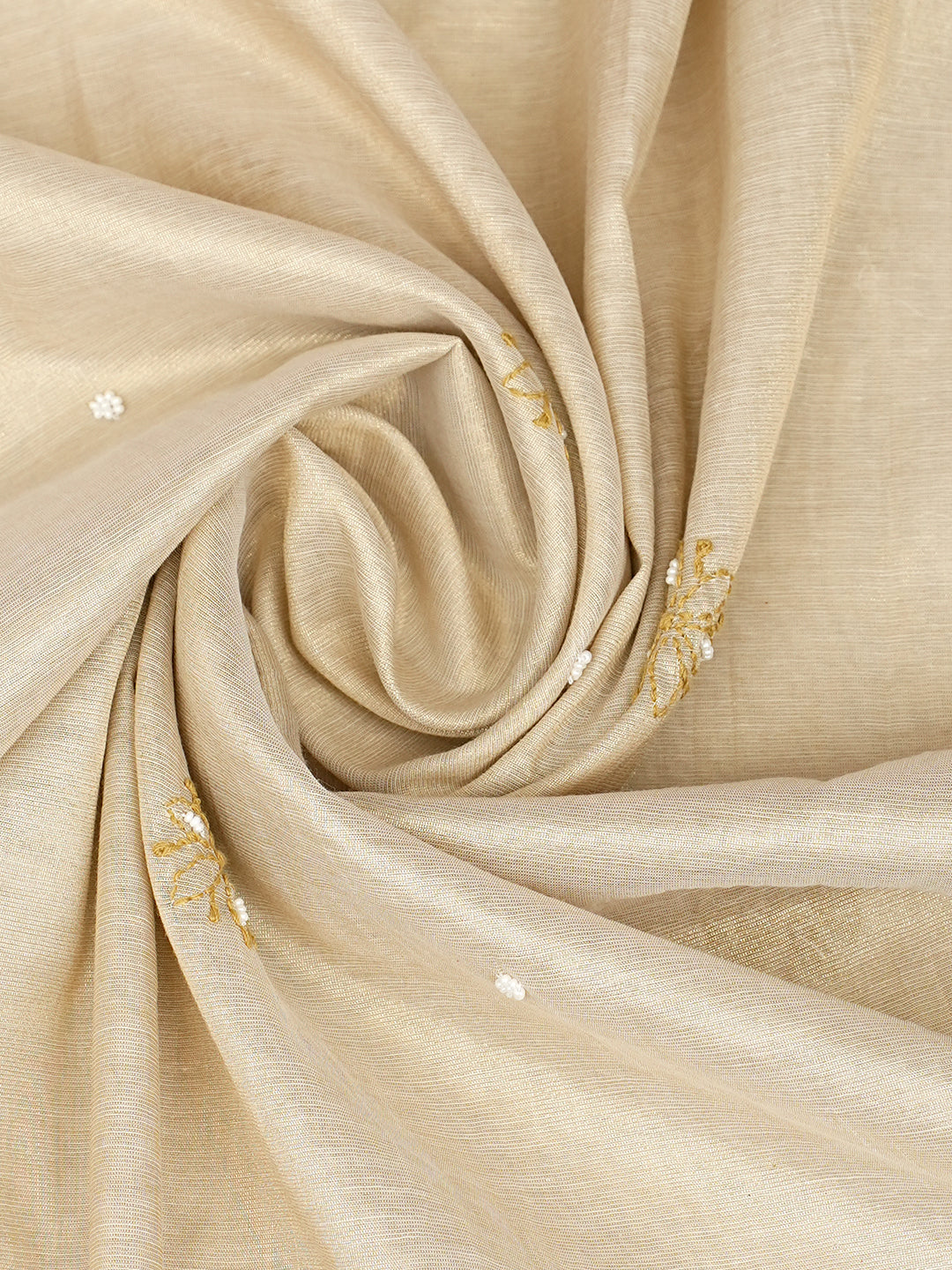 Ada Hand Embroidered Fawn Tissue Lucknowi Chikankari Unstitched Kurta Dupatta Set With Cutdana Work 01A1010723