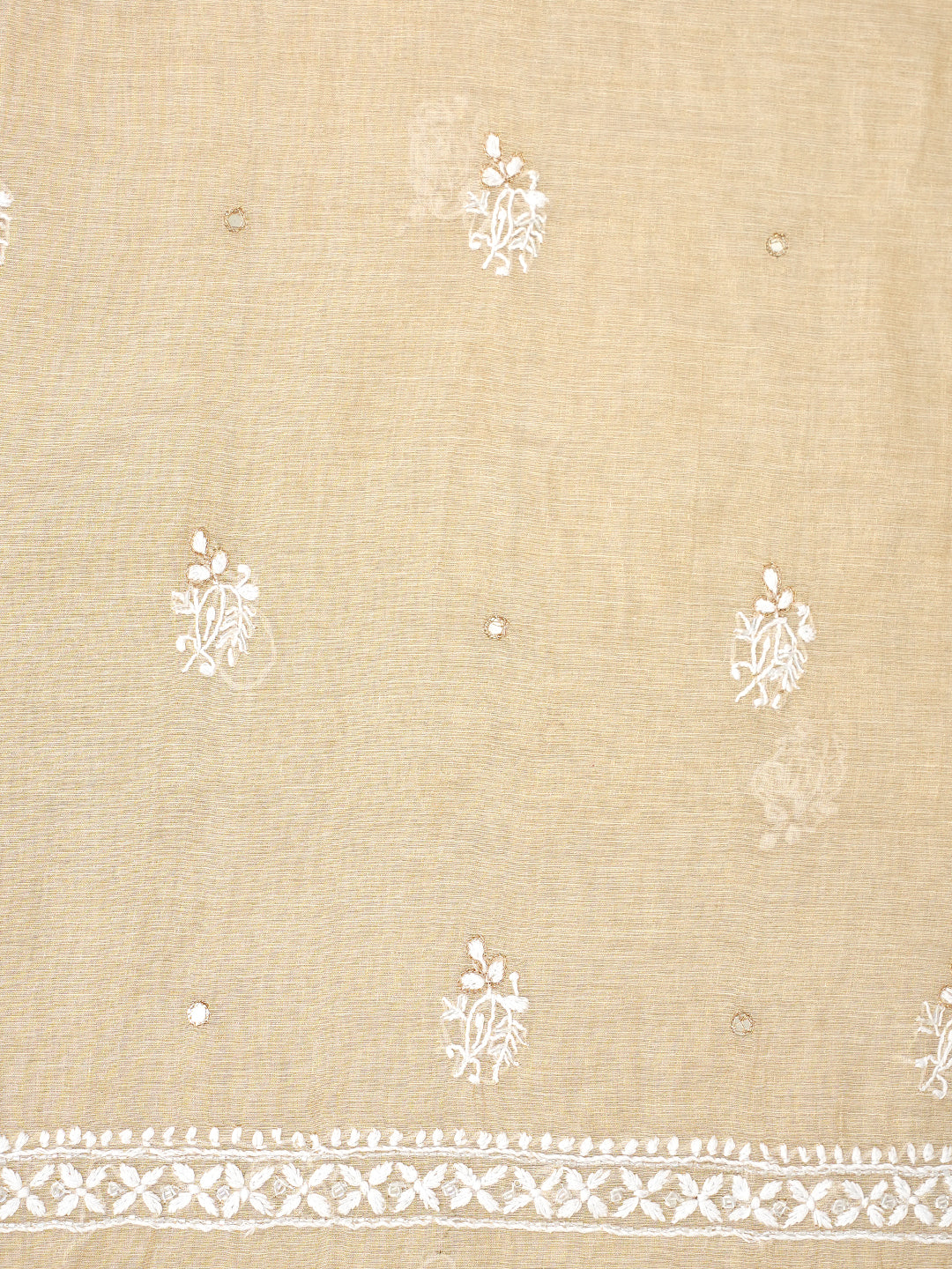 Ada Hand Embroidered Fawn Tissue Lucknowi Chikankari Unstitched Kurta Dupatta Set With Cutdana Work 01A985648
