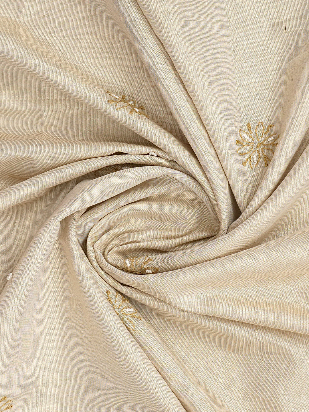 Ada Hand Embroidered Fawn Tissue Lucknowi Chikankari Unstitched Kurta Dupatta Set With Pearl Work 01A988103