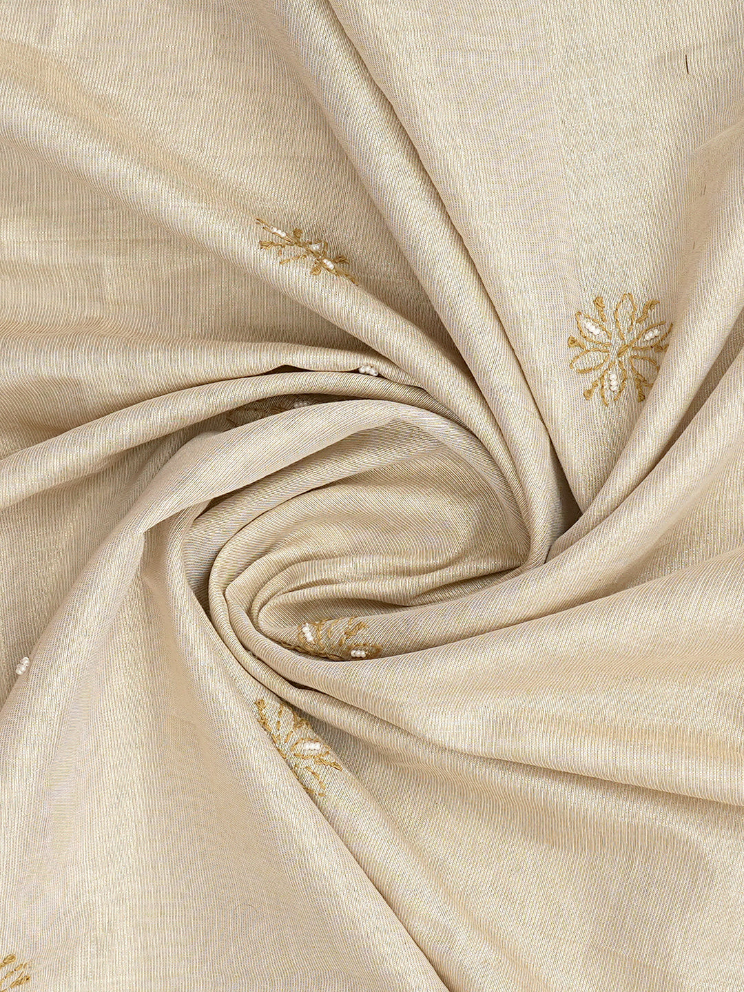 Ada Hand Embroidered Fawn Tissue Lucknowi Chikankari Unstitched Kurta Dupatta Set With Pearl Work 01A988103