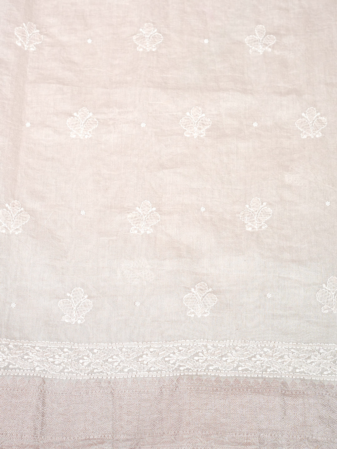 Ada Hand Embroidered Fawn Tissue Lucknowi Chikankari Unstitched Kurta Dupatta Set With Cutdana Work 01A1003694
