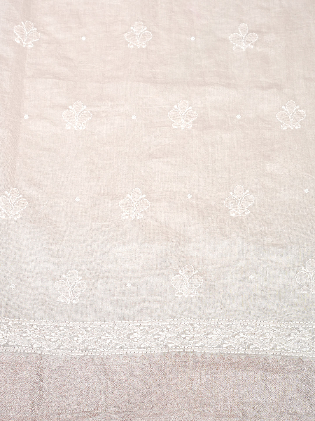 Ada Hand Embroidered Fawn Tissue Lucknowi Chikankari Unstitched Kurta Dupatta With Cutdana Work 01A1003694