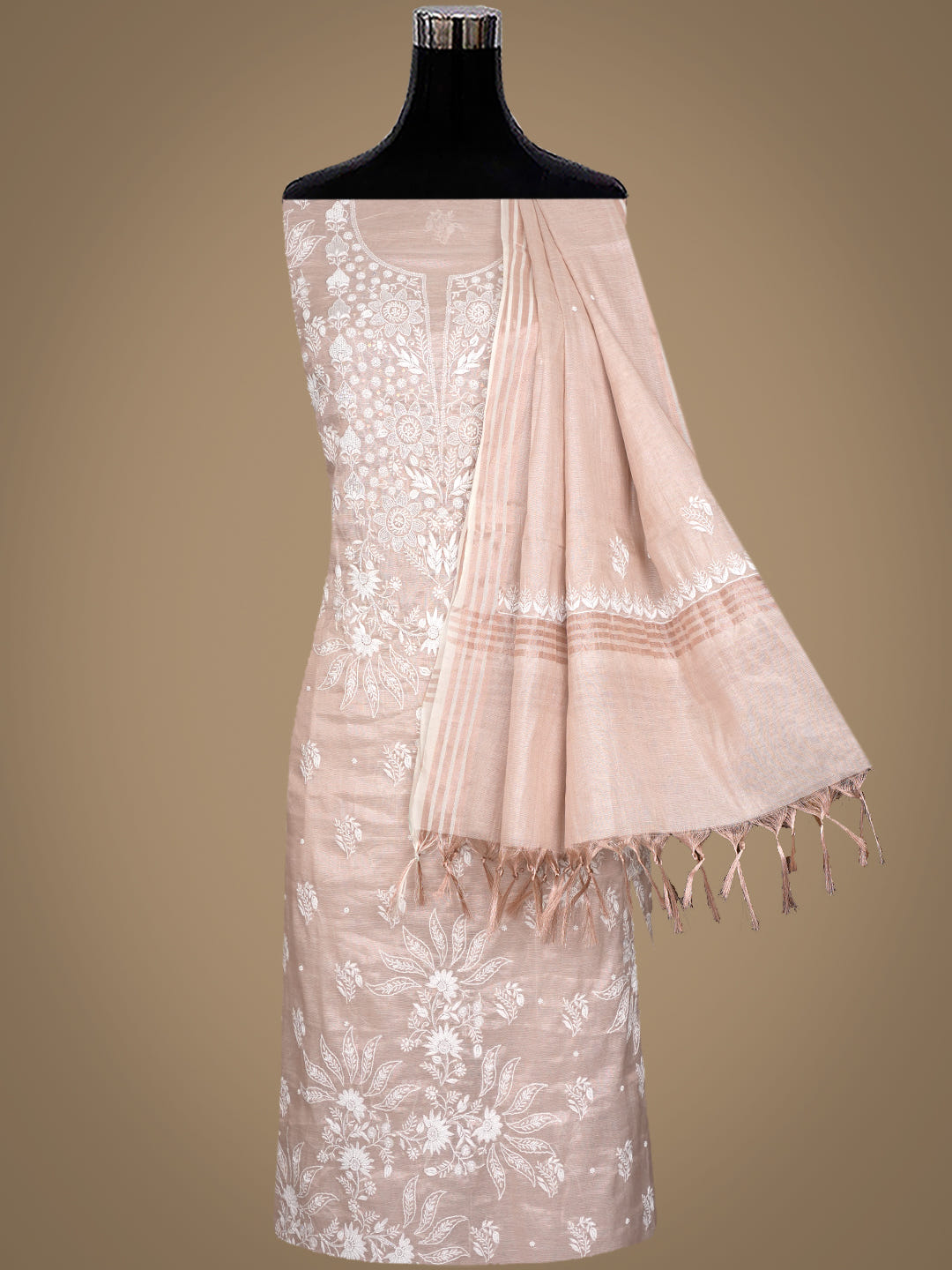 Ada Fawn Tissue Unstitched Kurta Dupatta_4