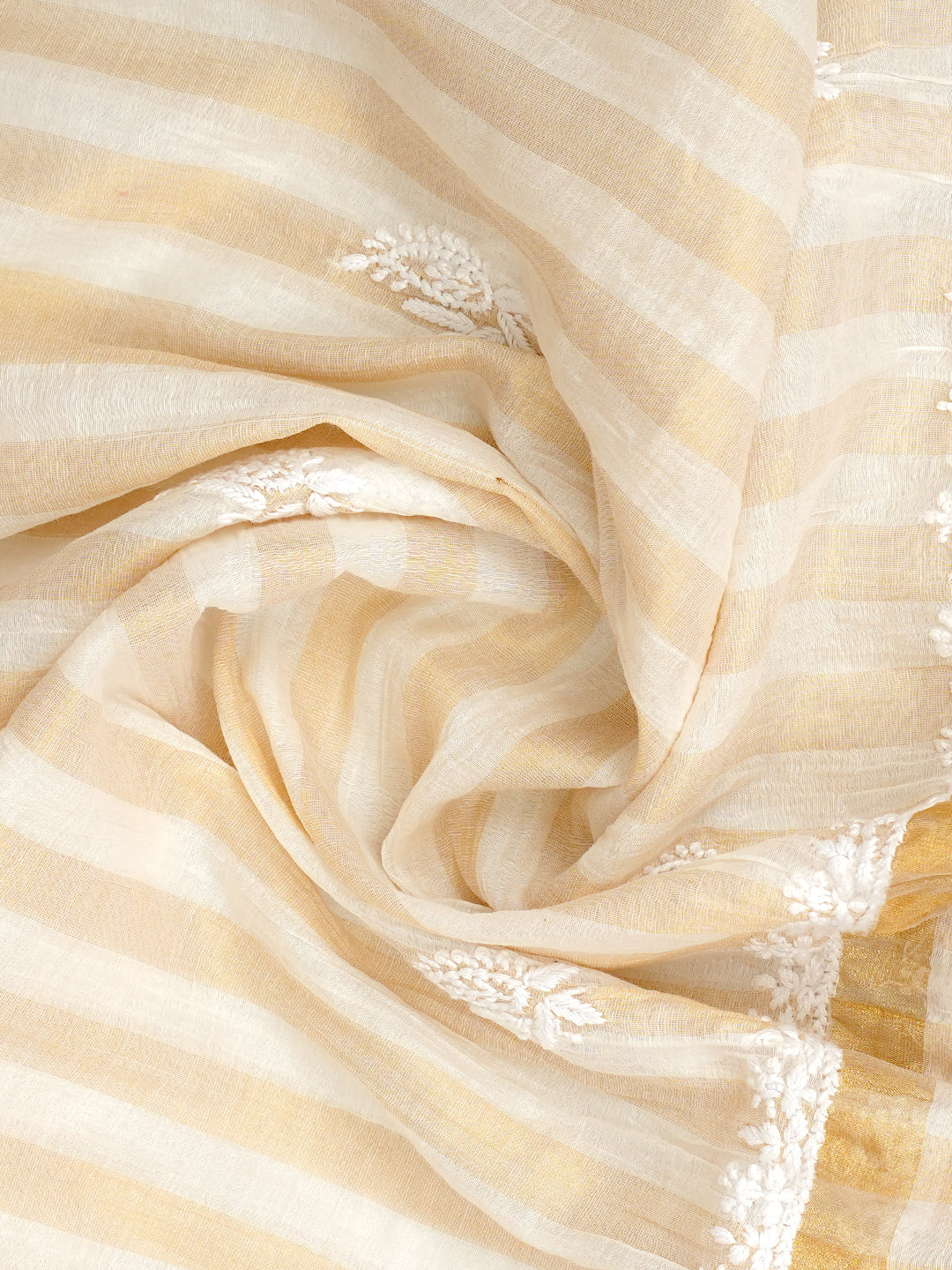 Ada Hand Embroidered Fawn Tissue Lucknowi Chikankari Unstitched Kurta Dupatta set 01A793099