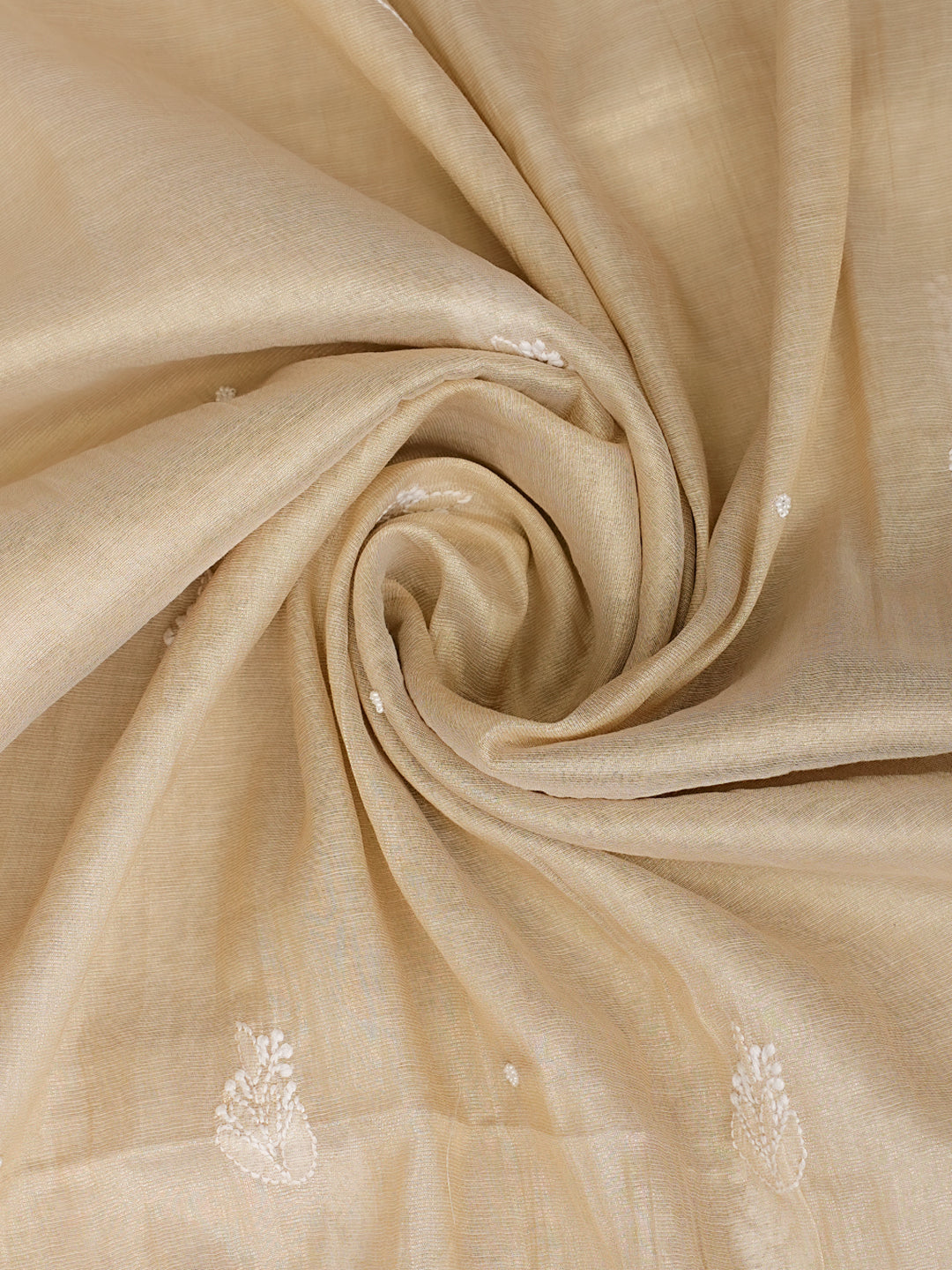 Ada Hand Embroidered Fawn Tissue Lucknowi Chikankari Unstitched Kurta Dupatta set with Pearl & Cutdana Work 01A990625