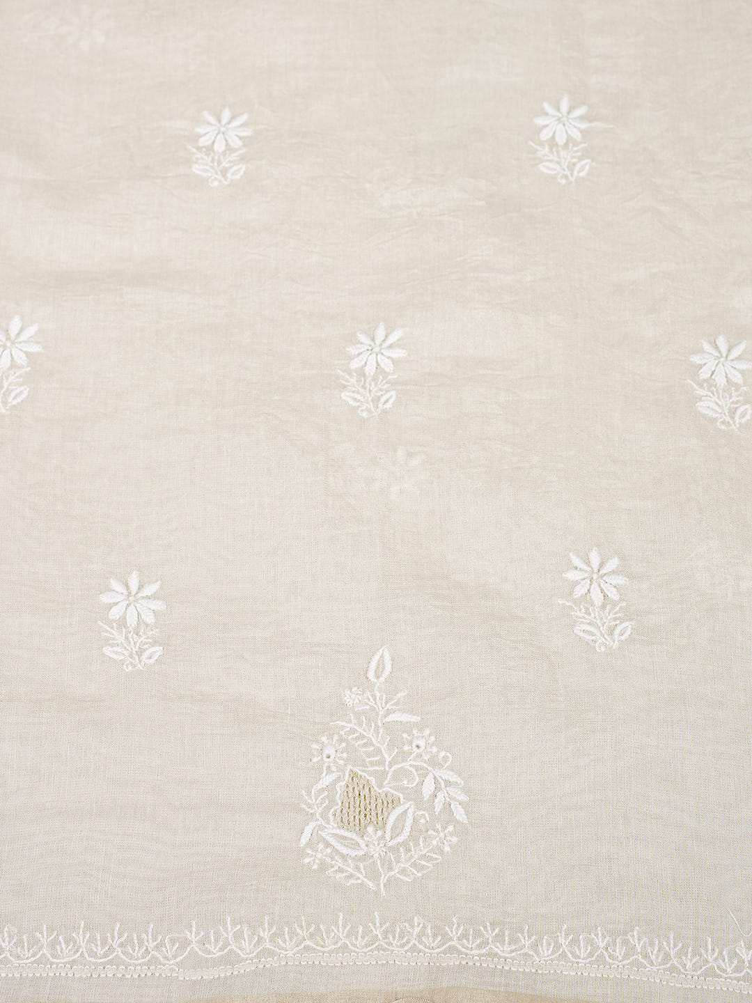 Ada Hand Embroidered Fawn Tissue Lucknowi Chikankari Unstitched Suit Piece 01A998950