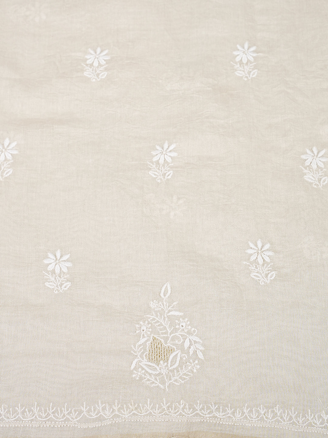 Ada Hand Embroidered Fawn Tissue Lucknowi Chikankari Unstitched Suit Piece 01A998950