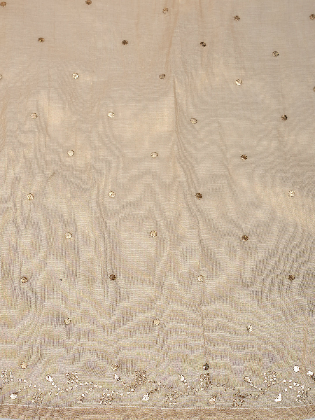 Ada Hand Embroidered Fawn Tissue Semi-Stitched A-line Kurta Dupatta Set With Muqaish Work 01A947831
