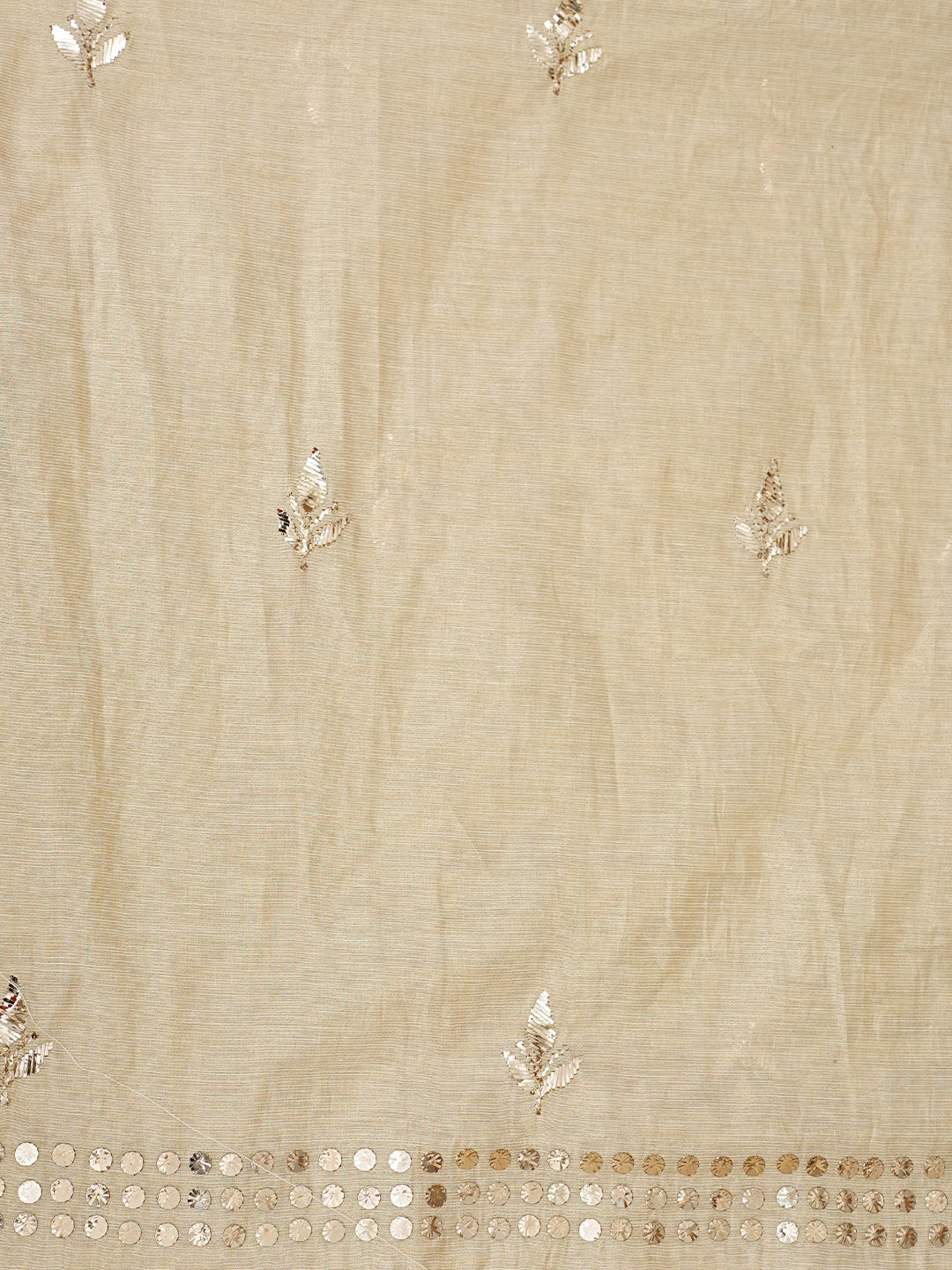 Ada Hand Embroidered Fawn Tissue Unstitched Kurta Dupatta Set With Muqaish/Mukaish Work 01A972580