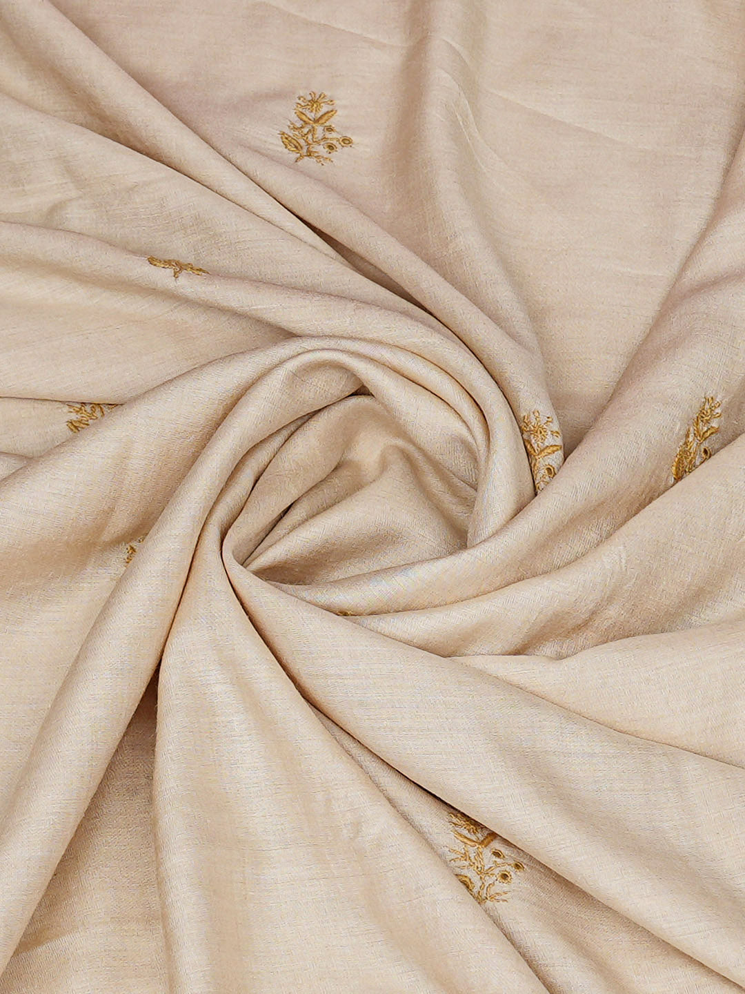 Ada Hand Embroidered Fawn Tusser Silk Lucknowi Chikankari Dupatta 07A500723