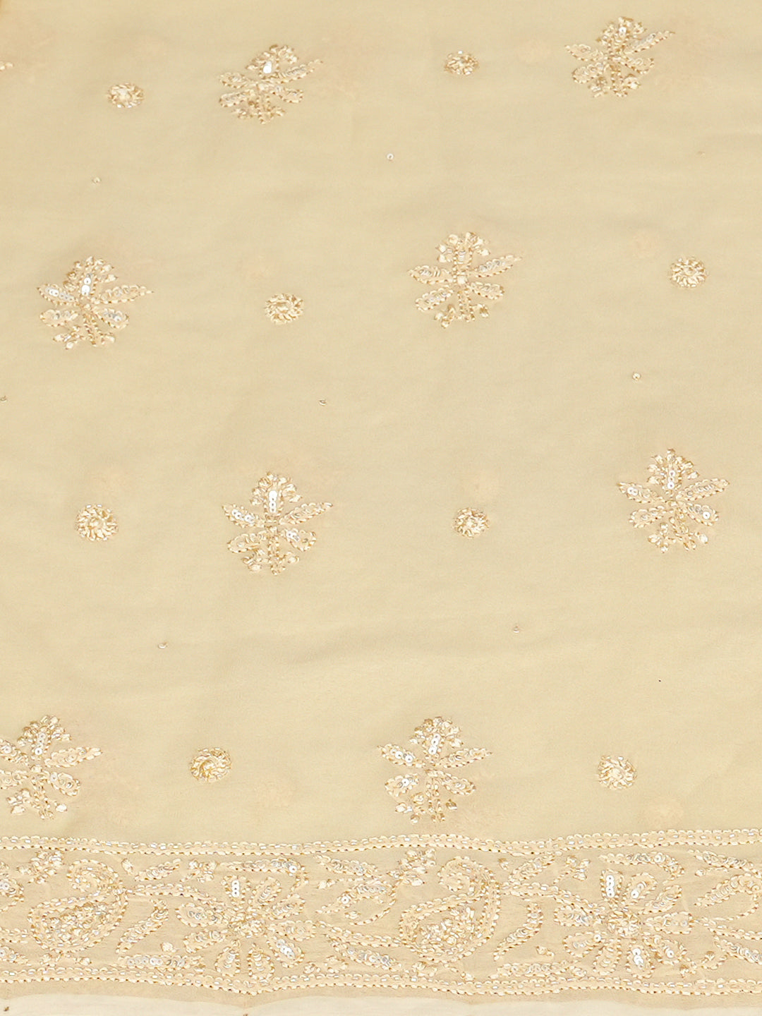 Ada Hand Embroidered Fawn Viscose Georgette Lucknowi Chikankari Unstitched Kurta Dupatta Set With Cutdana Work 01A962637