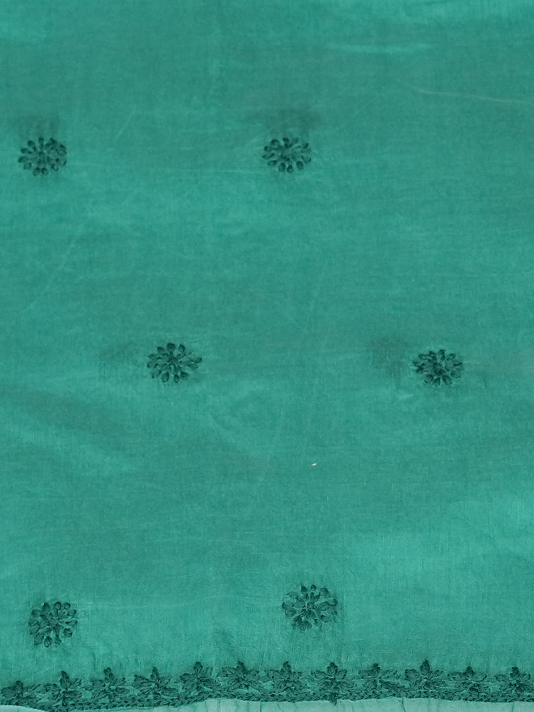 Ada Hand Embroidered Forest Green Chanderi Lucknowi Chikankari Unstitched Kurta Dupatta Set 01A888101
