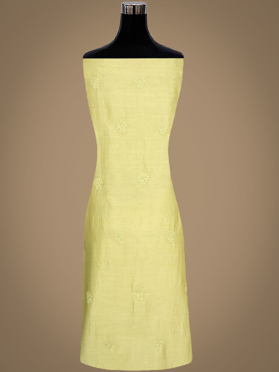 Ada Hand Embroidered Green Chanderi Lucknowi Chikankari Unstitched Kurta Dupatta Set 01A962386