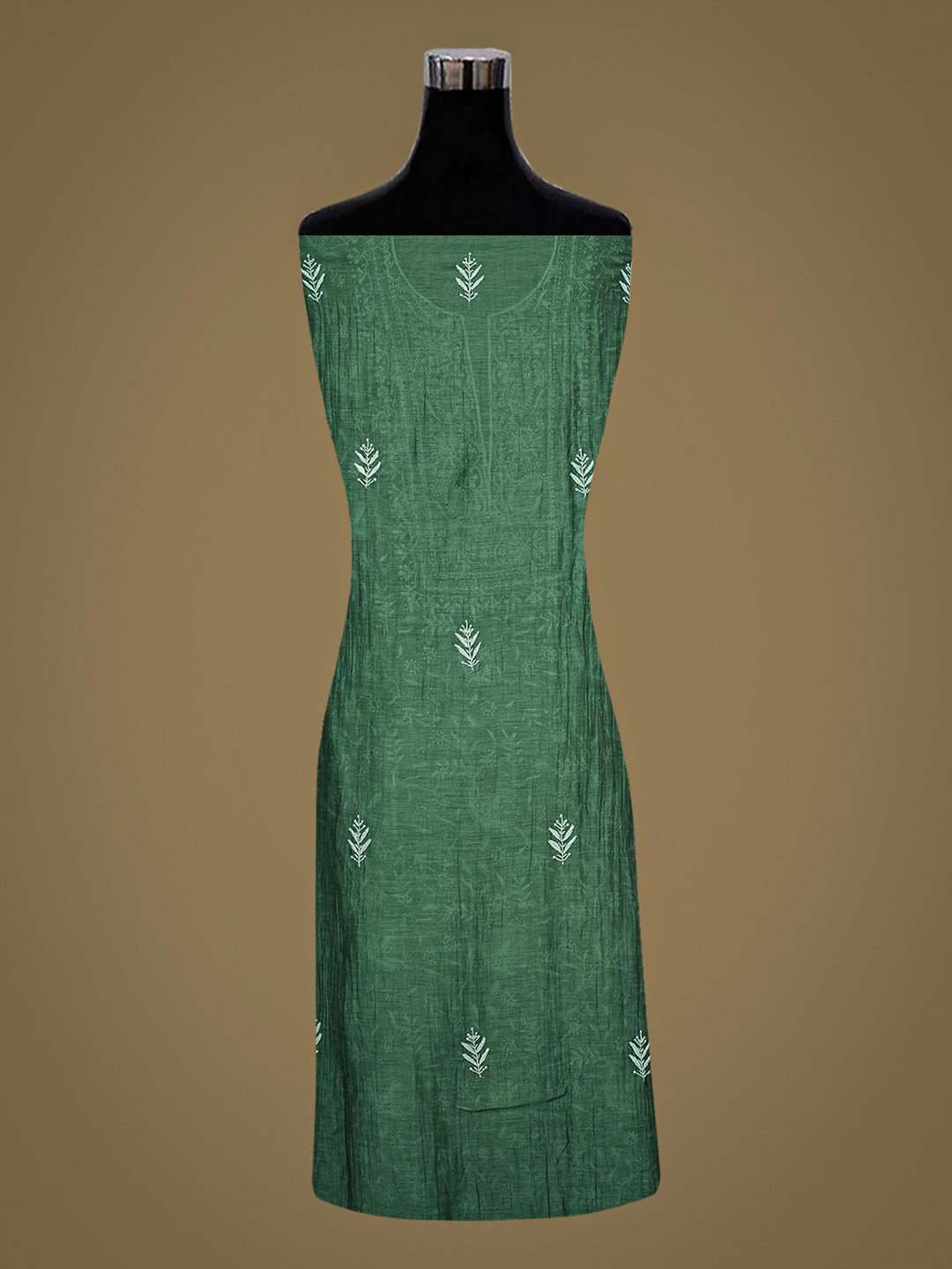 Ada Hand Embroidered Green Chanderi Lucknowi Chikankari Unstitched Kurta Dupatta Set With Cutdana Work 01A943593