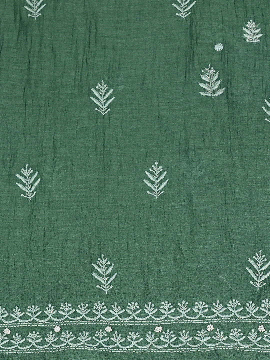 Ada Hand Embroidered Green Chanderi Lucknowi Chikankari Unstitched Kurta Dupatta Set With Cutdana Work 01A943593