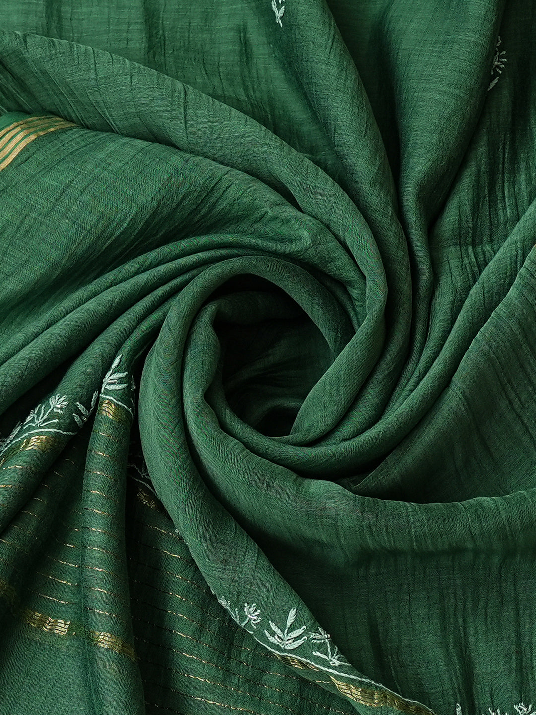 Ada Hand Embroidered Green Chanderi Lucknowi Chikankari Unstitched Kurta Dupatta Set With Cutdana Work 01A943593