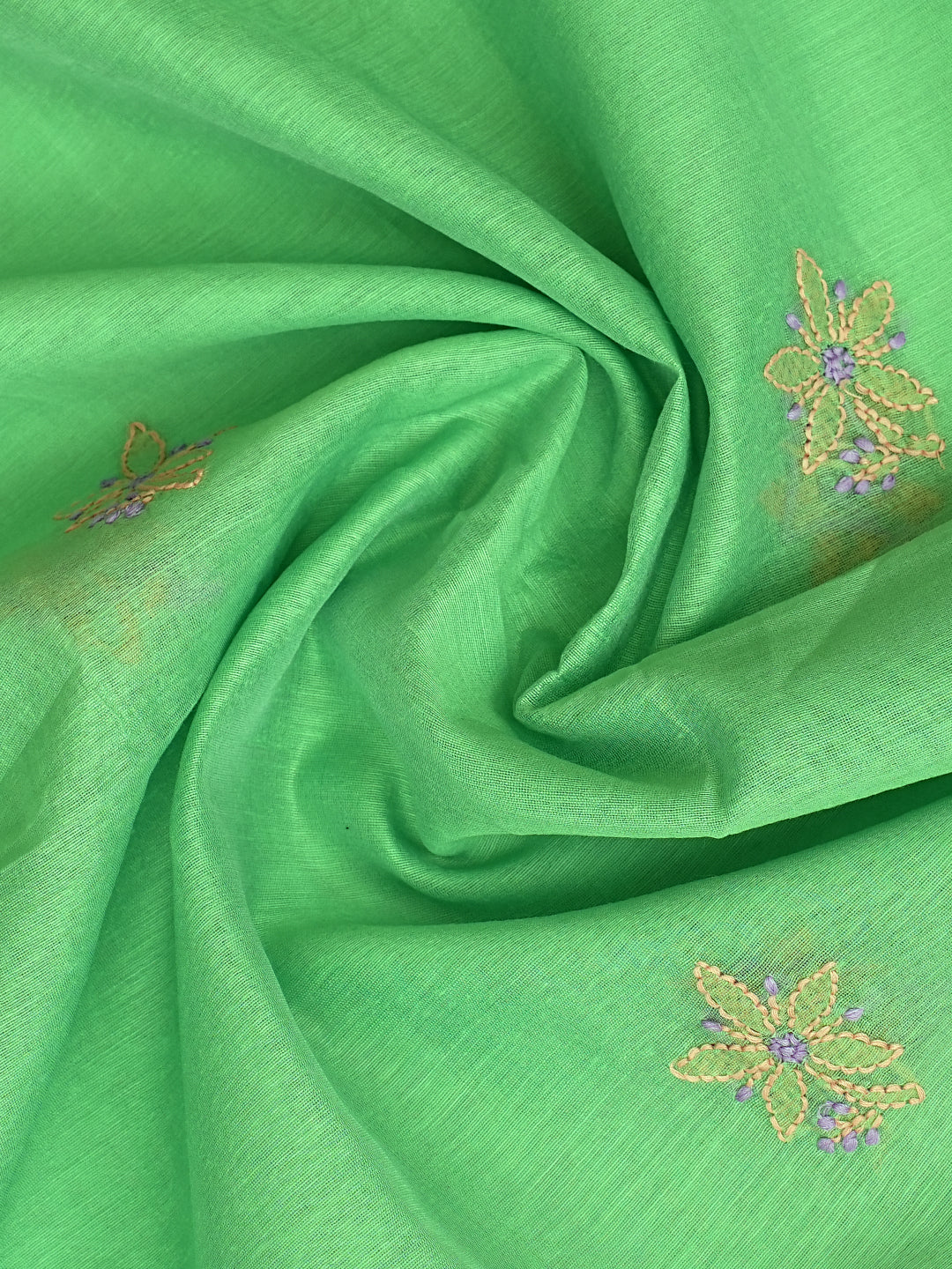 Ada Hand Embroidered Green Chanderi Lucknowi Chikankari Unstitched Kurta Dupatta set  01A999143