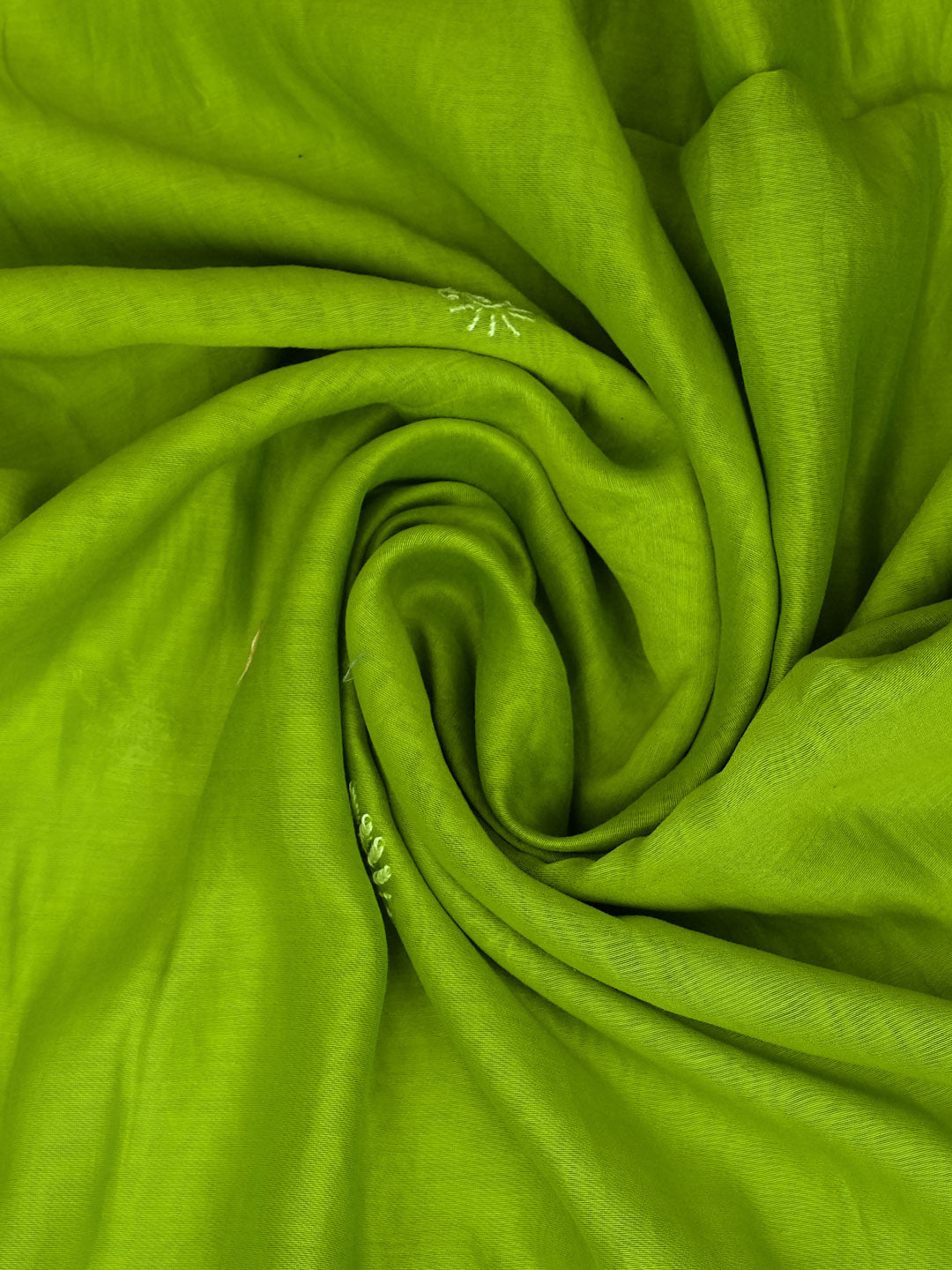 Ada Hand Embroidered Green Chanderi Unstitched Lucknowi Chikankari Kurta Dupatta Set 07A502331
