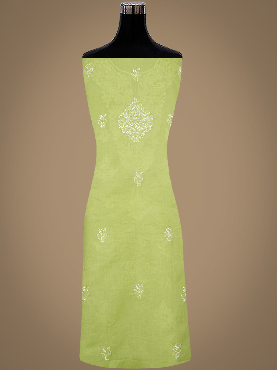 Ada Hand Embroidered Green Cotton Lucknowi Chikankari Unstitched Kurta 01A992042