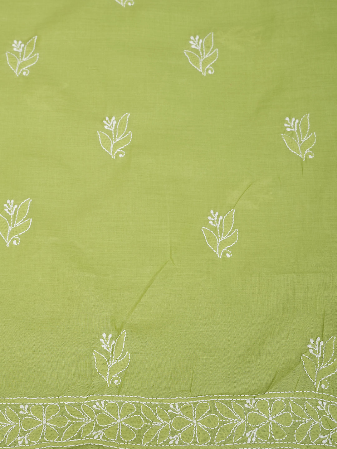 Ada Hand Embroidered Green Cotton Lucknowi Chikankari Unstitched Kurta 01A992042