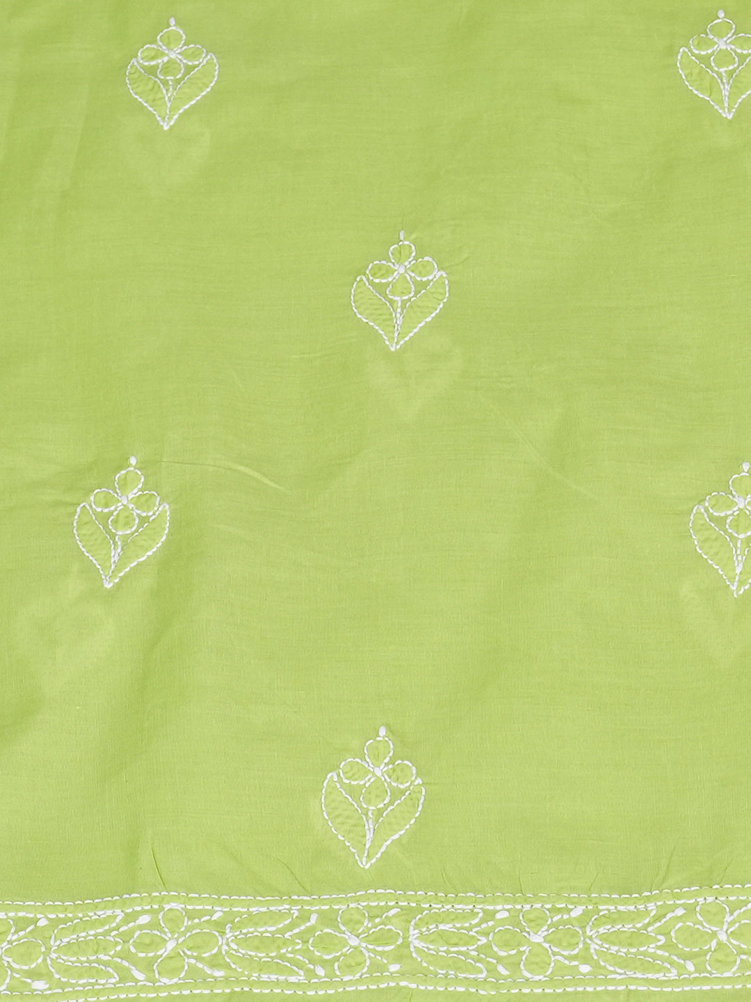 Ada Hand Embroidered Green Cotton Lucknowi Chikankari Unstitched Kurta Piece 01A1010441