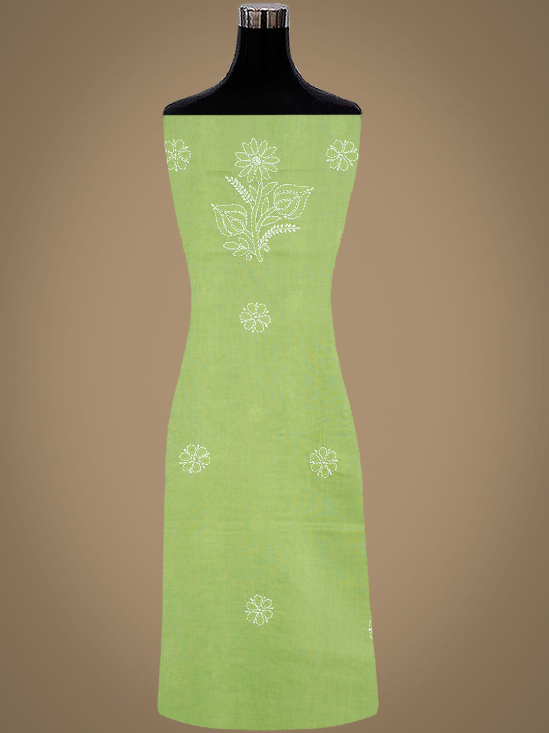 Ada Hand Embroidered Green Cotton Lucknowi Chikankari Unstitched Suit Piece 01A1019963_2
