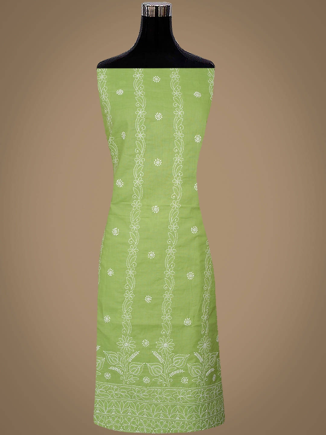 Ada Hand Embroidered Green Cotton Lucknowi Chikankari Unstitched Suit Piece 01A1019963_3