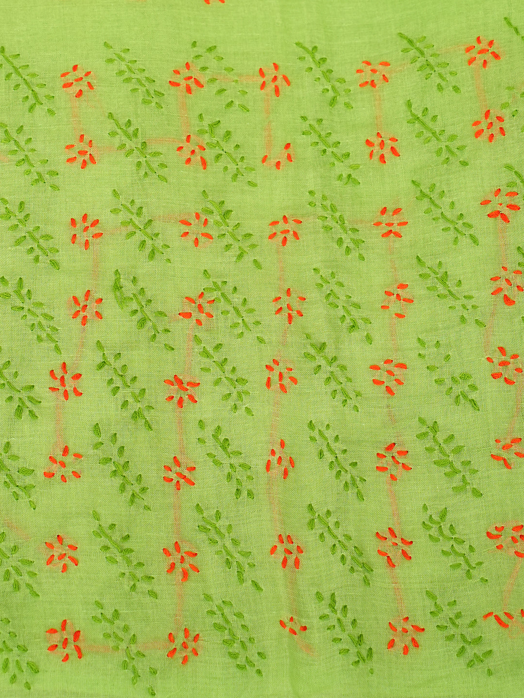 Ada Hand Embroidered Green Cotton Lucknowi Chikankari Unstitched Suit Piece 01A947762_3