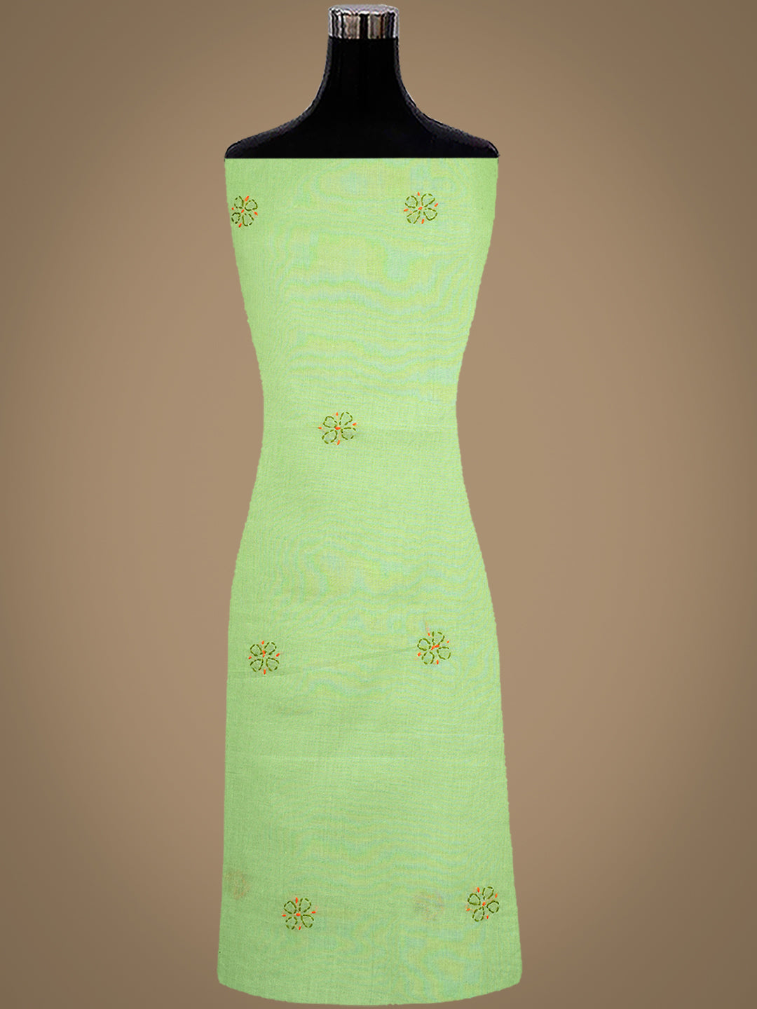 Ada Hand Embroidered Green Cotton Lucknowi Chikankari Unstitched Suit Piece 01A947763