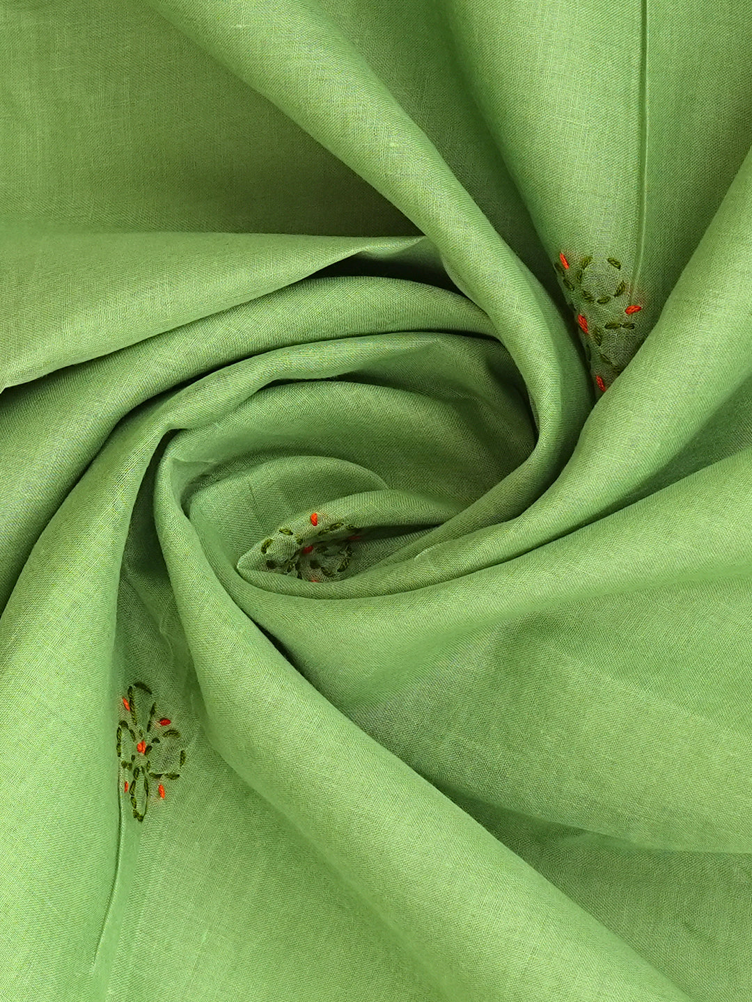 Ada Hand Embroidered Green Cotton Lucknowi Chikankari Unstitched Suit Piece 01A947763