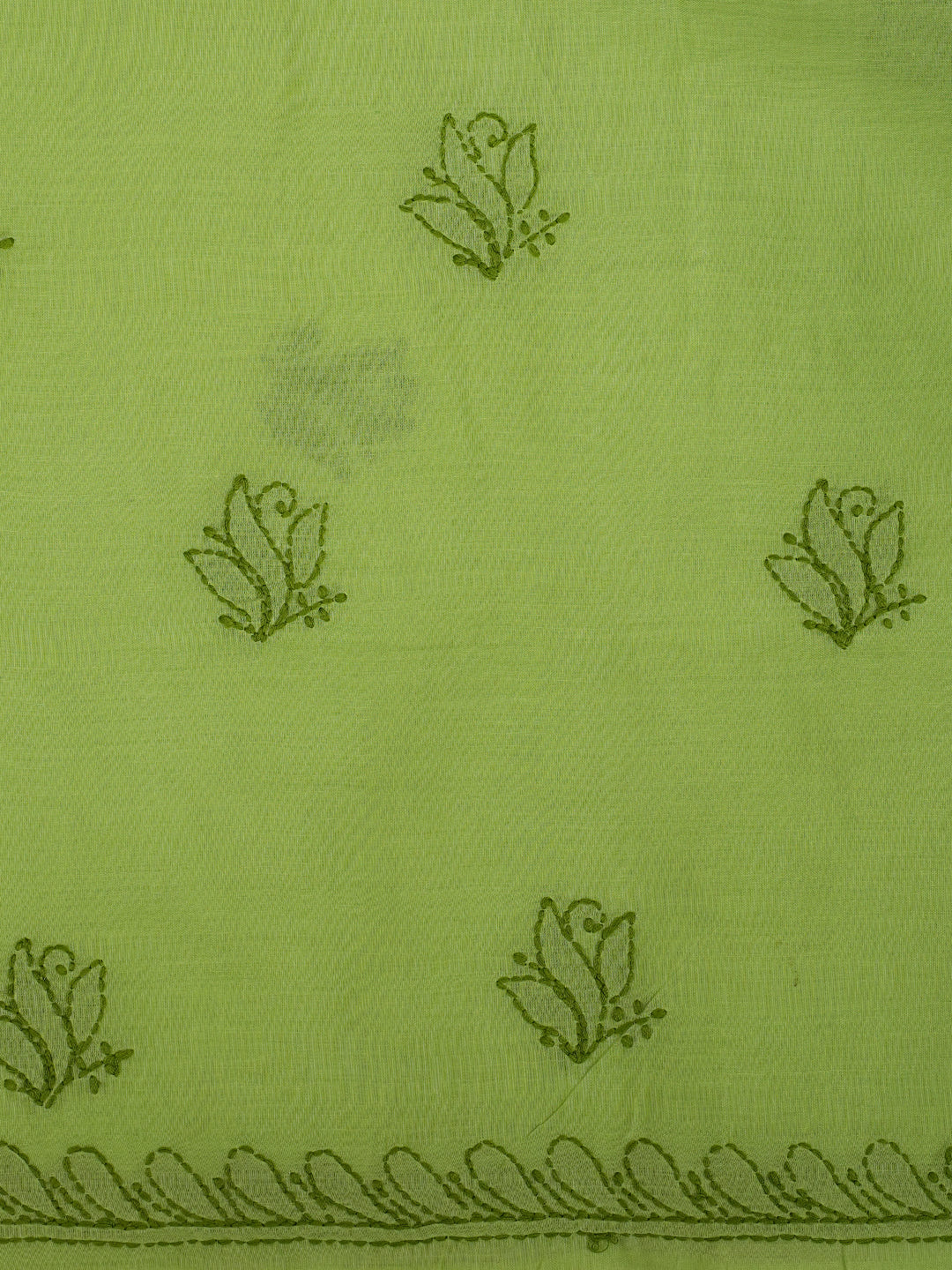 Ada Hand Embroidered Green Cotton Lucknowi Chikankari Unstitched Suit Piece With Chiffon Dupatta 01A1009872_5