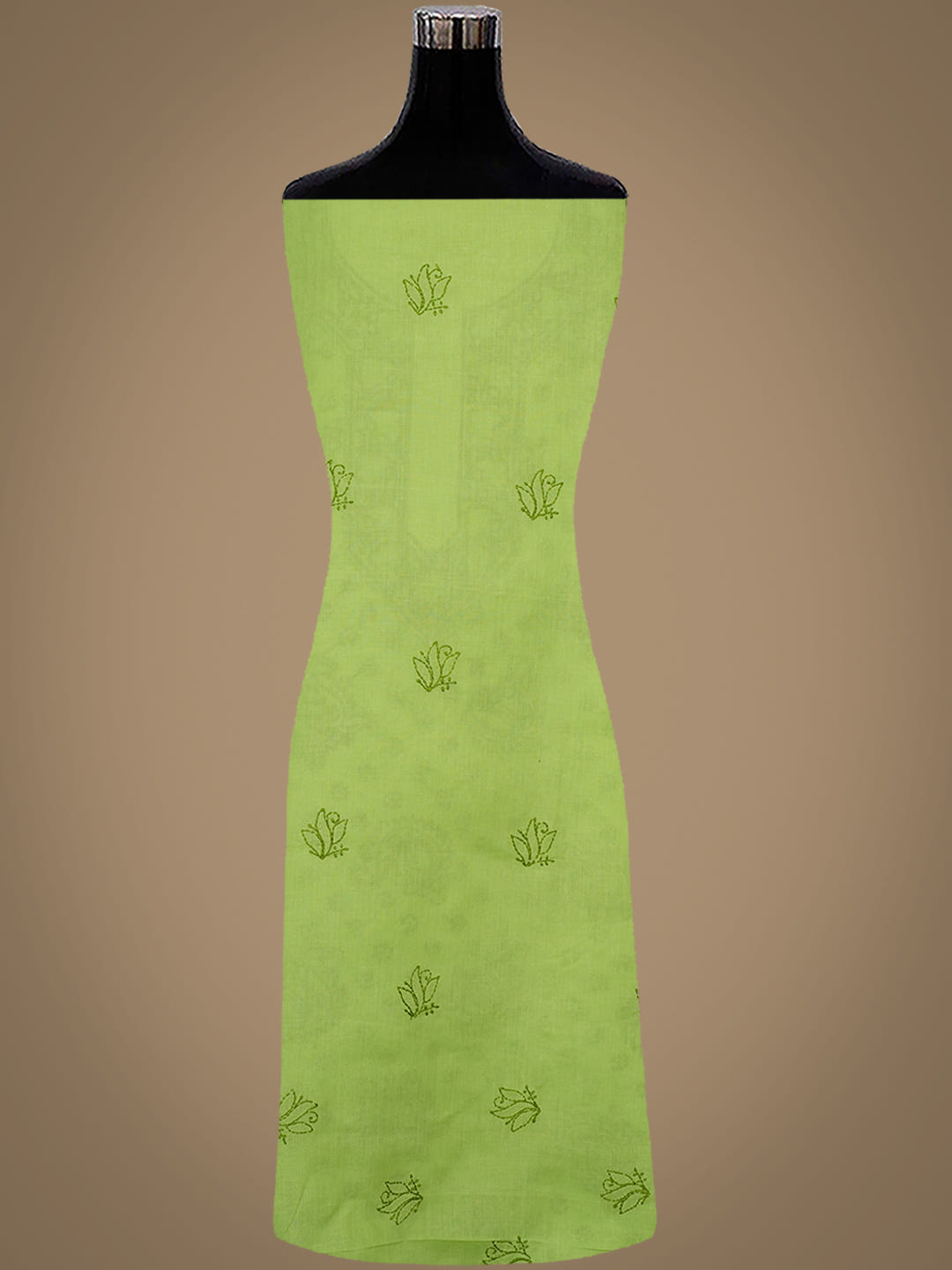 Ada Hand Embroidered Green Cotton Lucknowi Chikankari Unstitched Suit Piece With Chiffon Dupatta 01A1009872_7