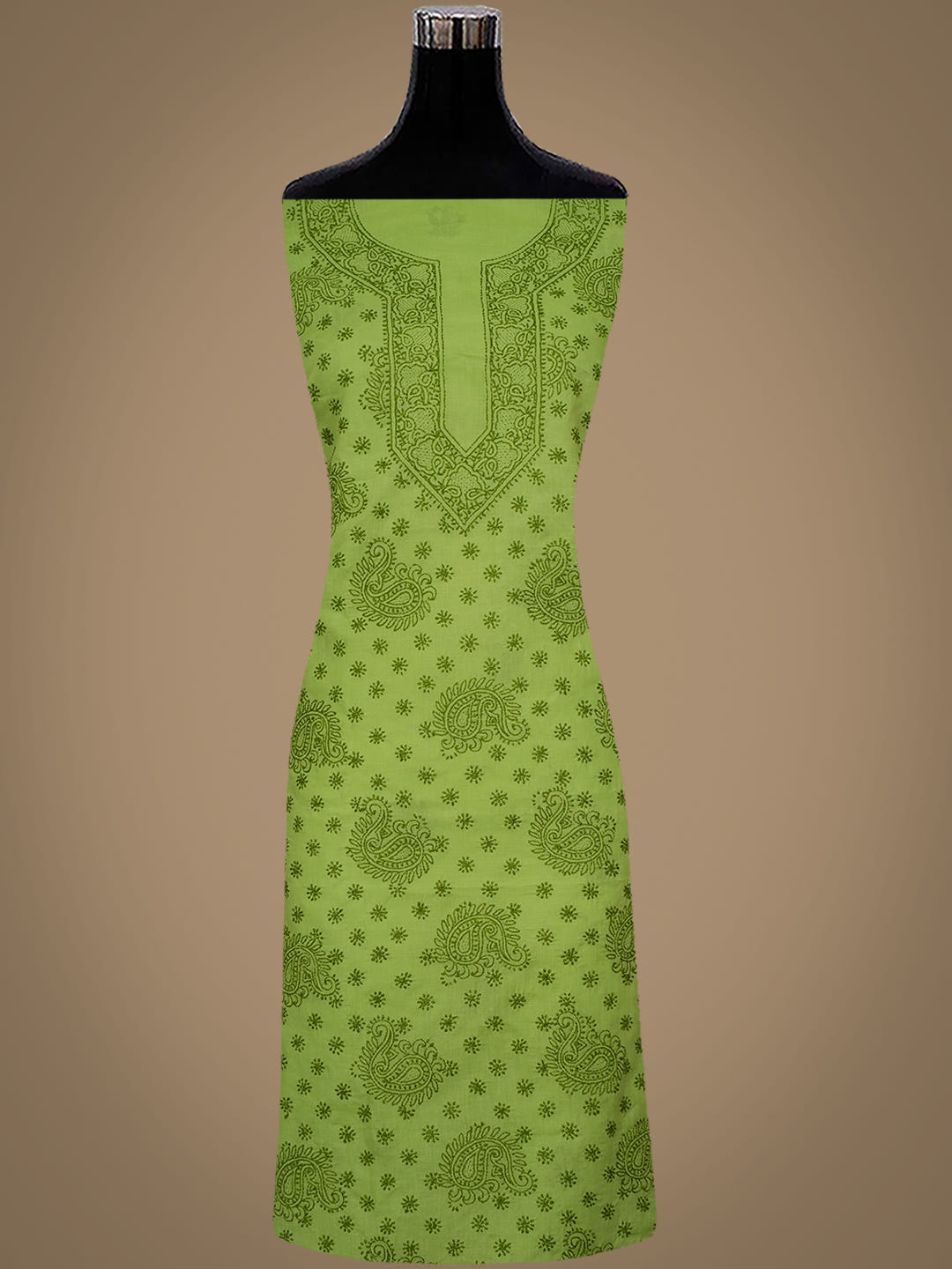 Ada Hand Embroidered Green Cotton Lucknowi Chikankari Unstitched Suit Piece With Chiffon Dupatta 01A1009872_8