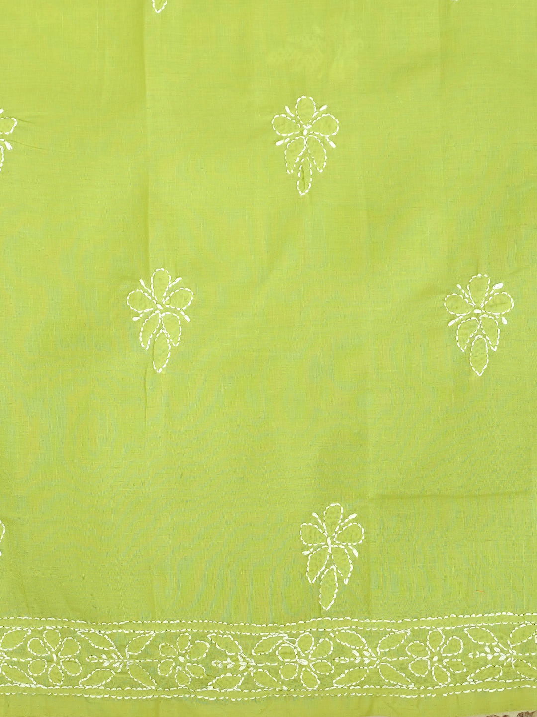 Ada Hand Embroidered Green Cotton Lucknowi Chikankari Unstitched Suit Piece With Chiffon Dupatta 01A1010511_3