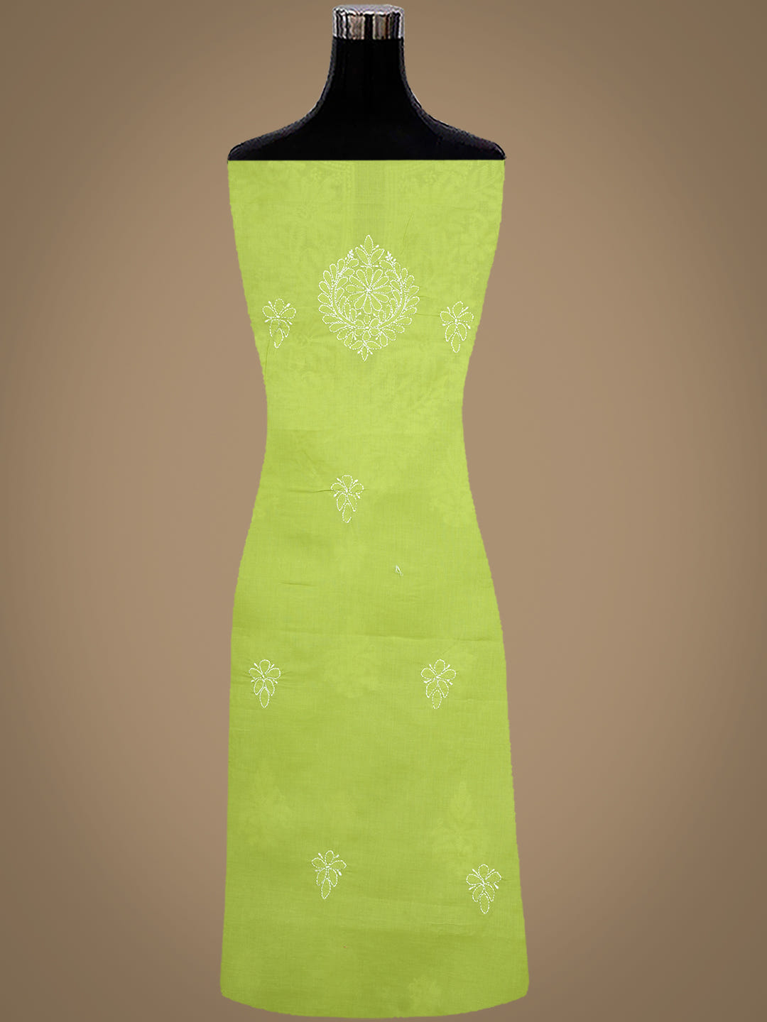 Ada Hand Embroidered Green Cotton Lucknowi Chikankari Unstitched Suit Piece With Chiffon Dupatta 01A1010511_7