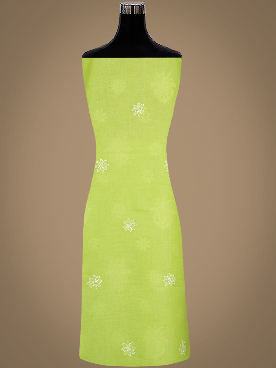 Ada Hand Embroidered Green Cotton Lucknowi Chikankari Unstitched Suit Piece With Chiffon Dupatta 01A1026551_6