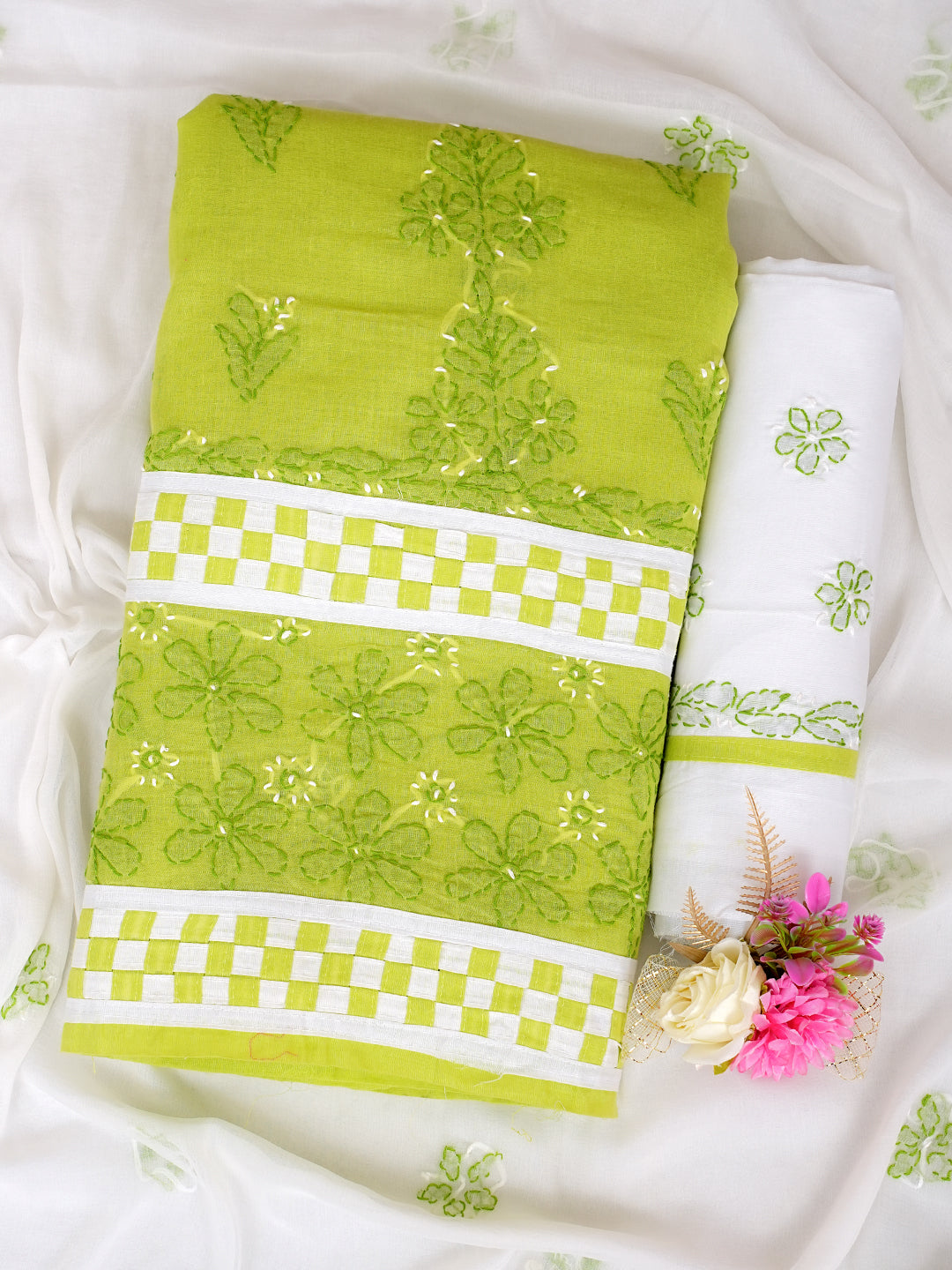 AdaHandEmbroideredGreenCottonLucknowiChikankariUnstitchedSuitPieceWithChiffonDupatta01A881506_8
