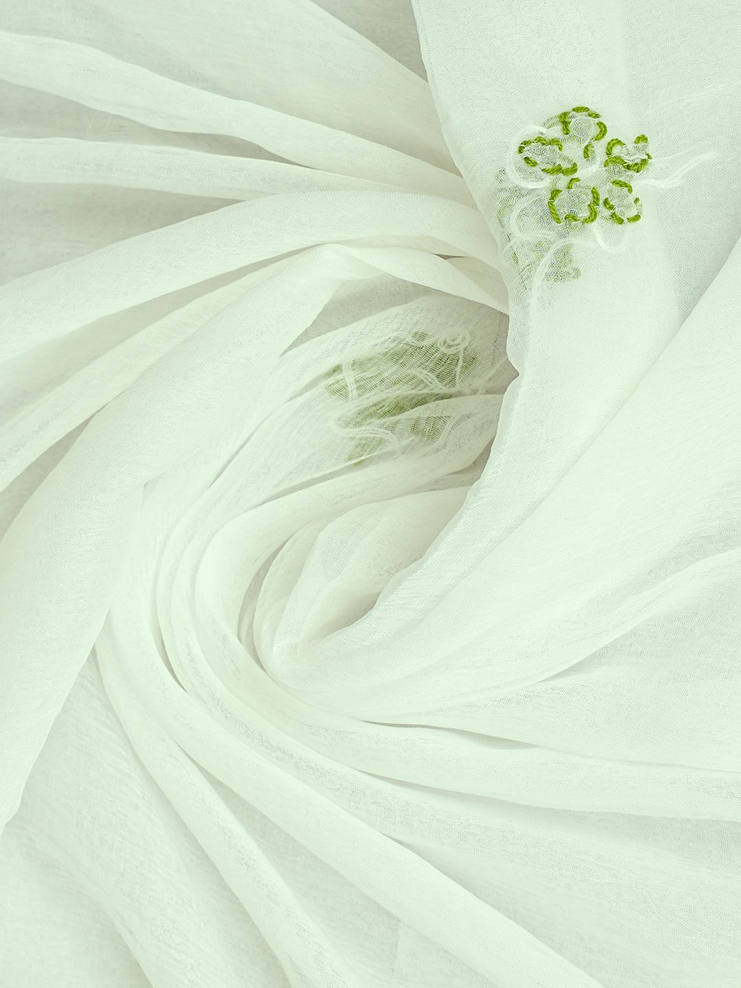 Ada Hand Embroidered Green Cotton Lucknowi Chikankari Unstitched Suit Piece With Chiffon Dupatta 01A905635_2