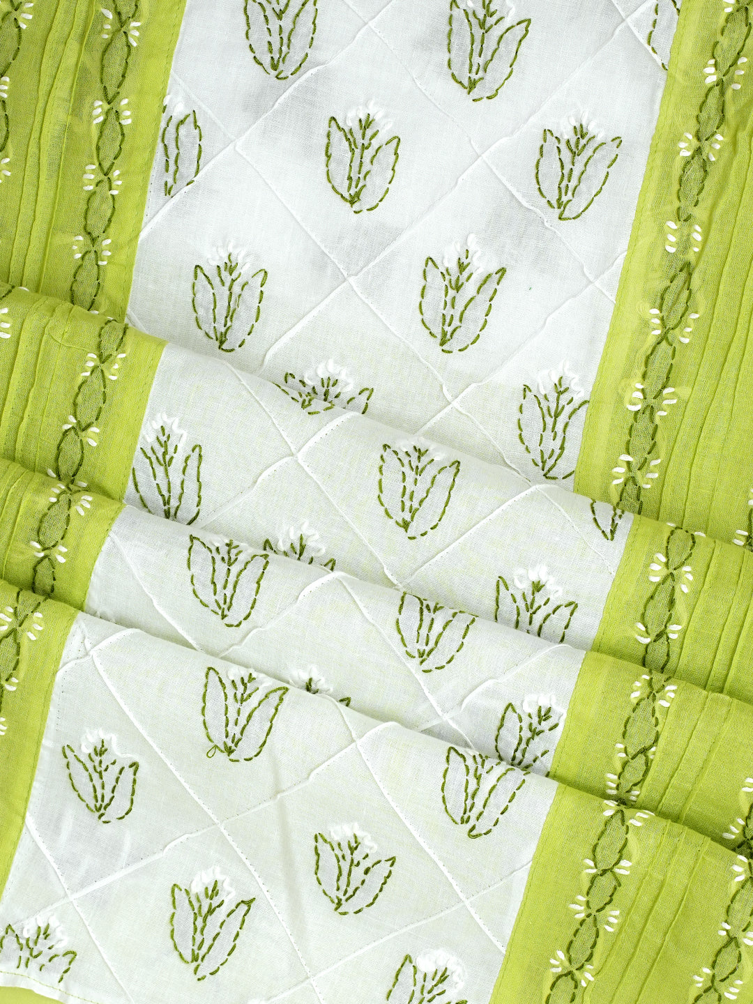 Ada Hand Embroidered Green Cotton Lucknowi Chikankari Unstitched Suit Piece With Chiffon Dupatta 01A919966_6