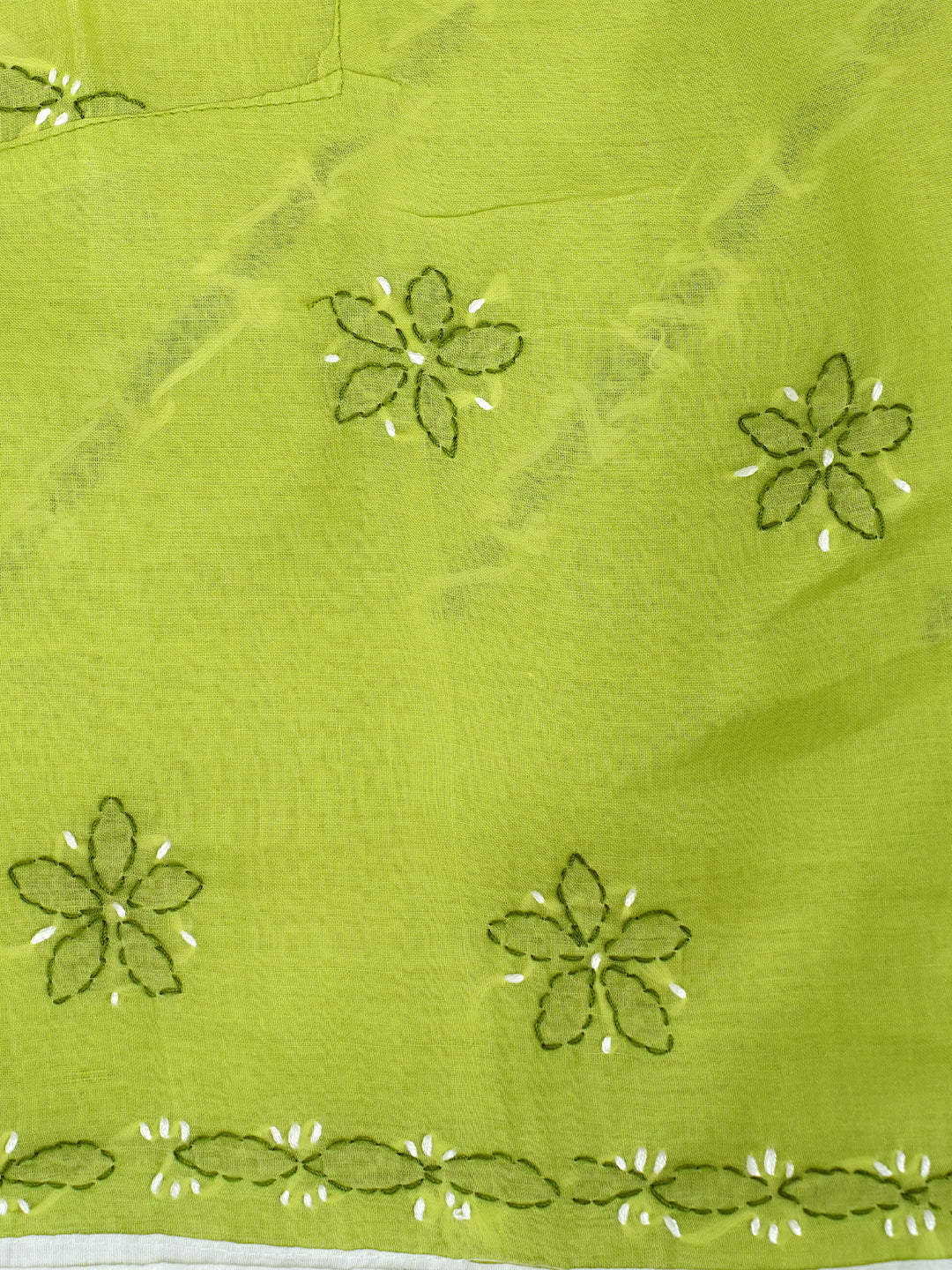 Ada Hand Embroidered Green Cotton Lucknowi Chikankari Unstitched Suit Piece With Chiffon Dupatta 01A919966_7