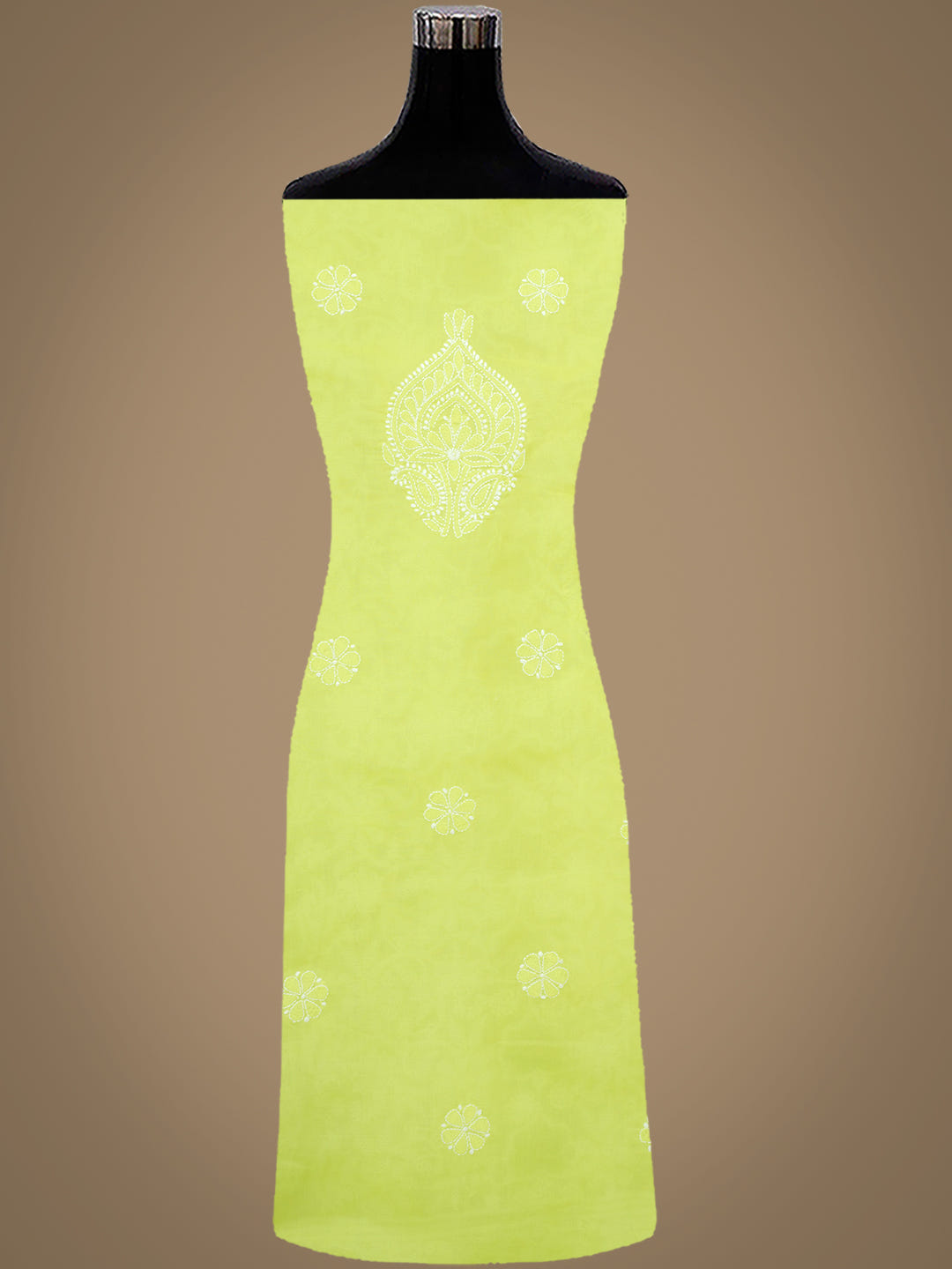 Ada Hand Embroidered Green Cotton Lucknowi Chikankari Unstitched Suit Piece With Chiffon Dupatta 01A992662_4