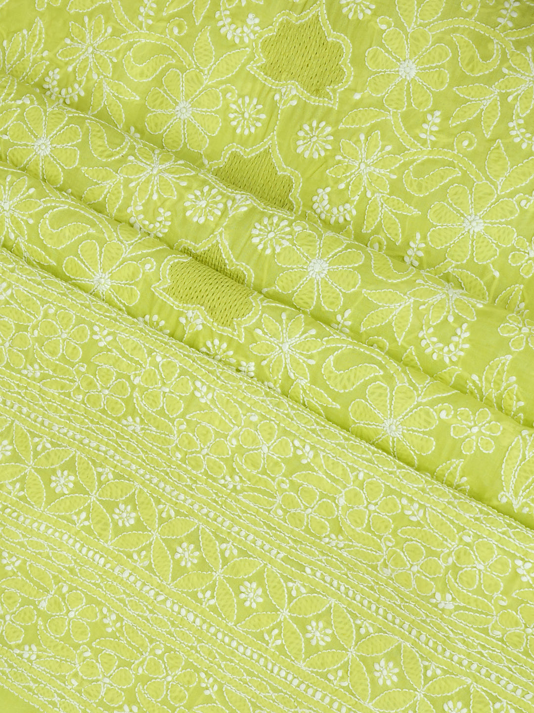 Ada Hand Embroidered Green Cotton Lucknowi Chikankari Unstitched Suit Piece With Chiffon Dupatta 01A992662_6