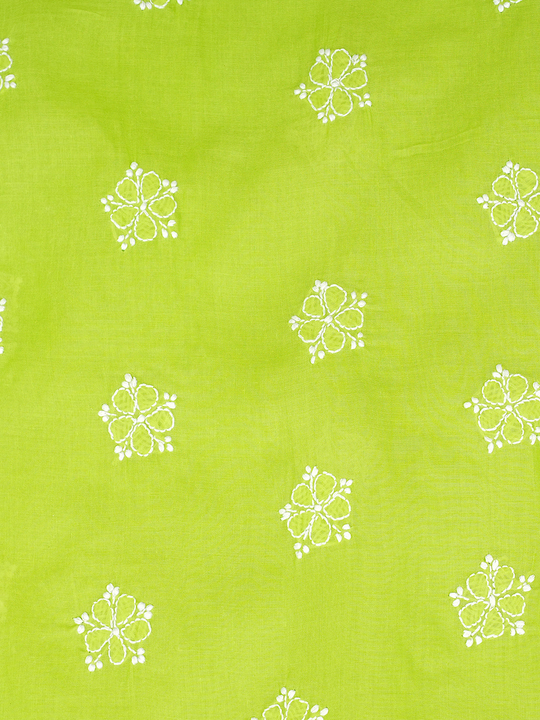 Ada Hand Embroidered Green Cotton Lucknowi Chikankari Unstitched Suit Piece With Chiffon Dupatta A211365
