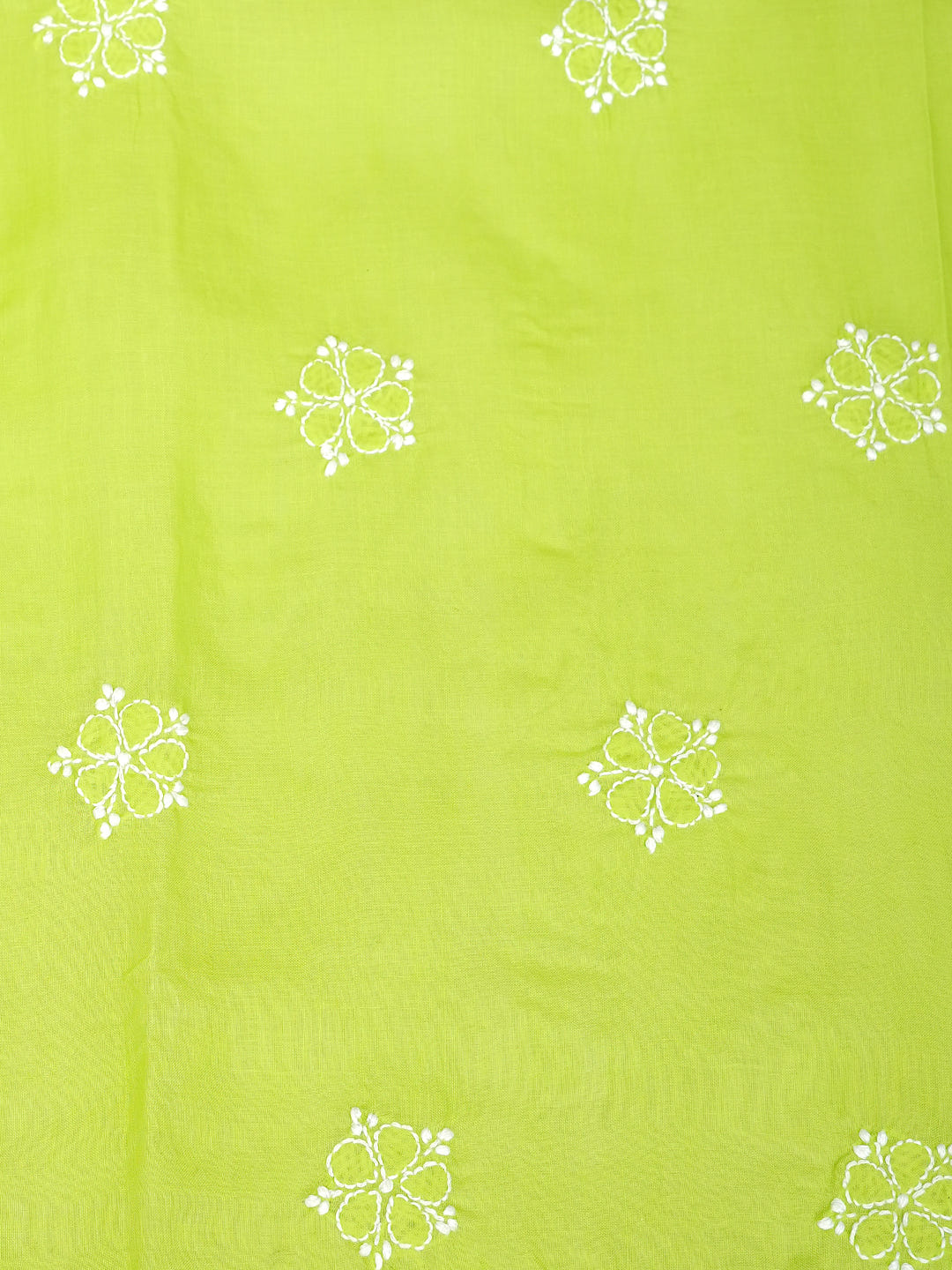 Ada Hand Embroidered Green Cotton Lucknowi Chikankari Unstitched Suit Piece With Chiffon Dupatta A211365
