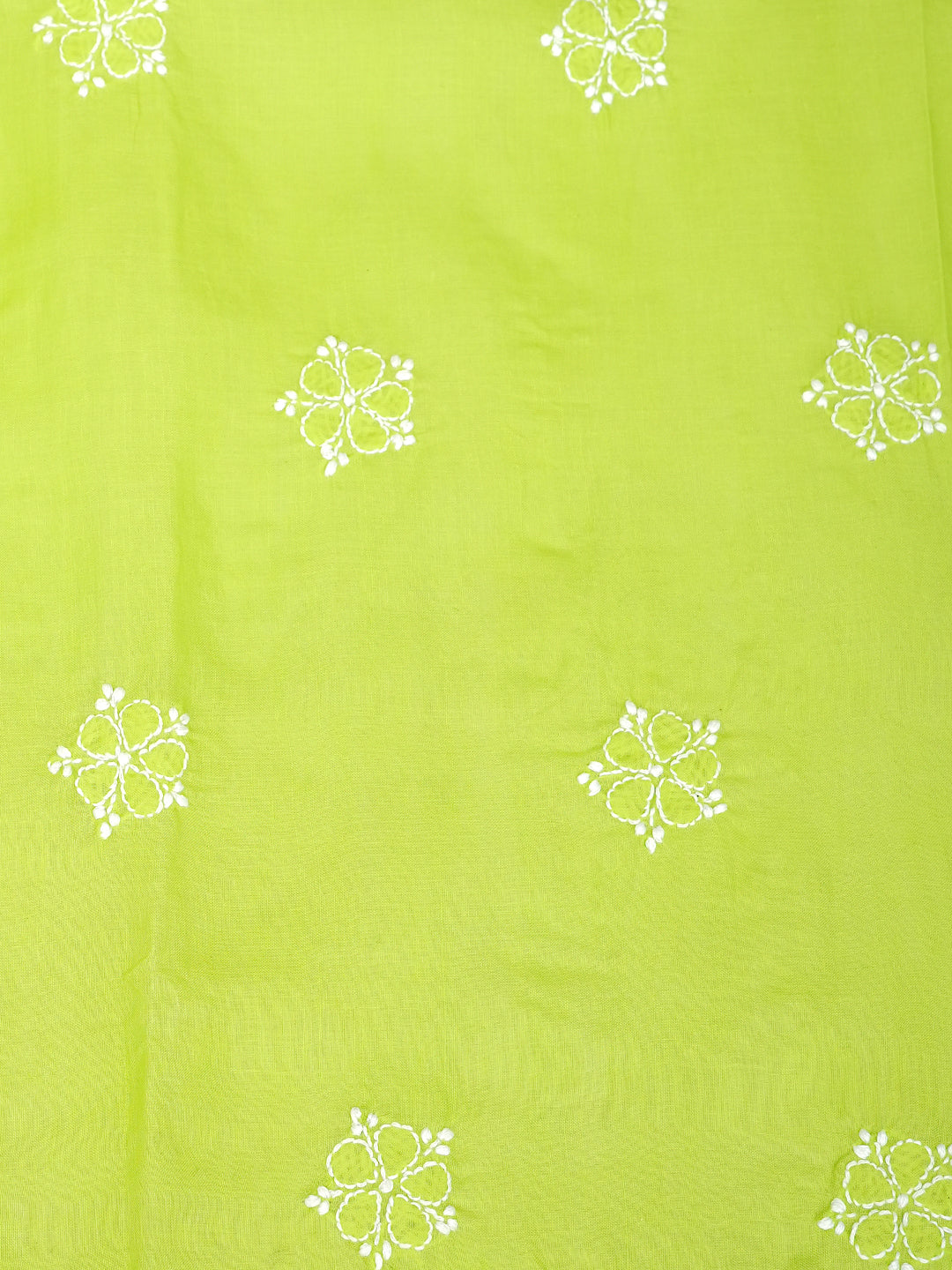 Ada Hand Embroidered Green Cotton Lucknowi Chikankari Unstitched Suit Piece With Chiffon Dupatta A211365
