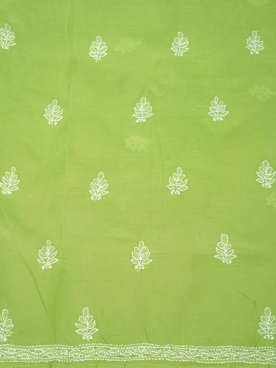 Ada Hand Embroidered Green Cotton Lucknowi Chikankari Unstitched Suit Piece with Chiffon Dupatta 01A1009897_7