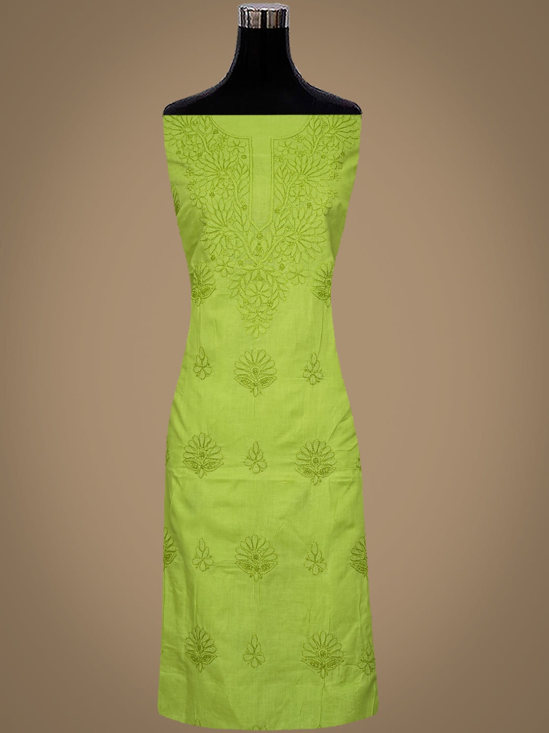 Ada Hand Embroidered Green Cotton lucknowi Chikankari Unstitched Kurta 01A991929