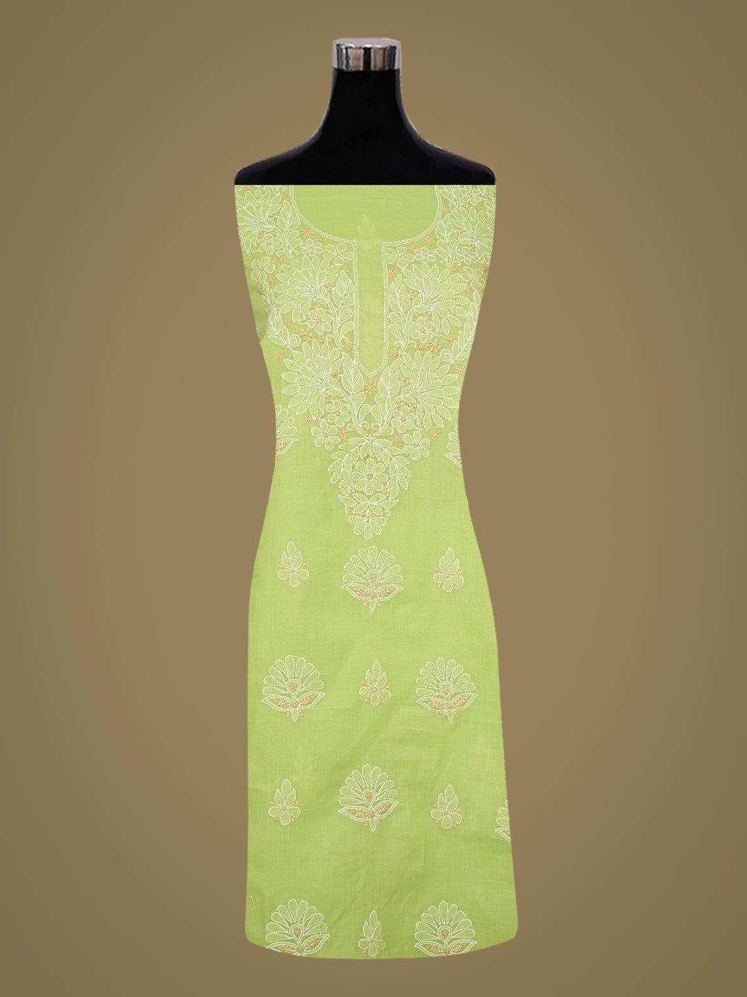 Ada Hand Embroidered Green Cotton lucknowi Chikankari Unstitched Kurta 01A991930