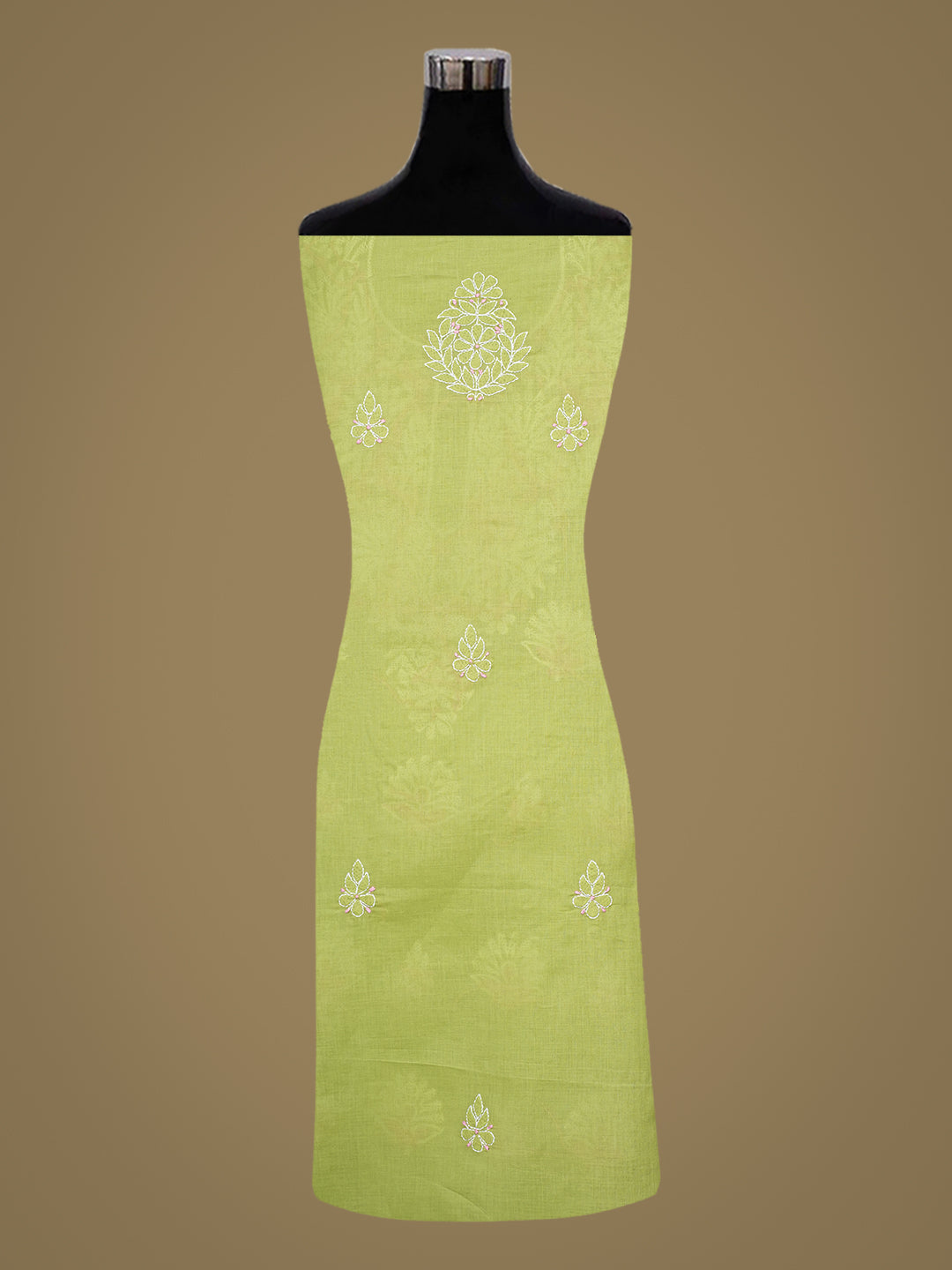 Ada Hand Embroidered Green Cotton lucknowi Chikankari Unstitched Kurta 01A991932